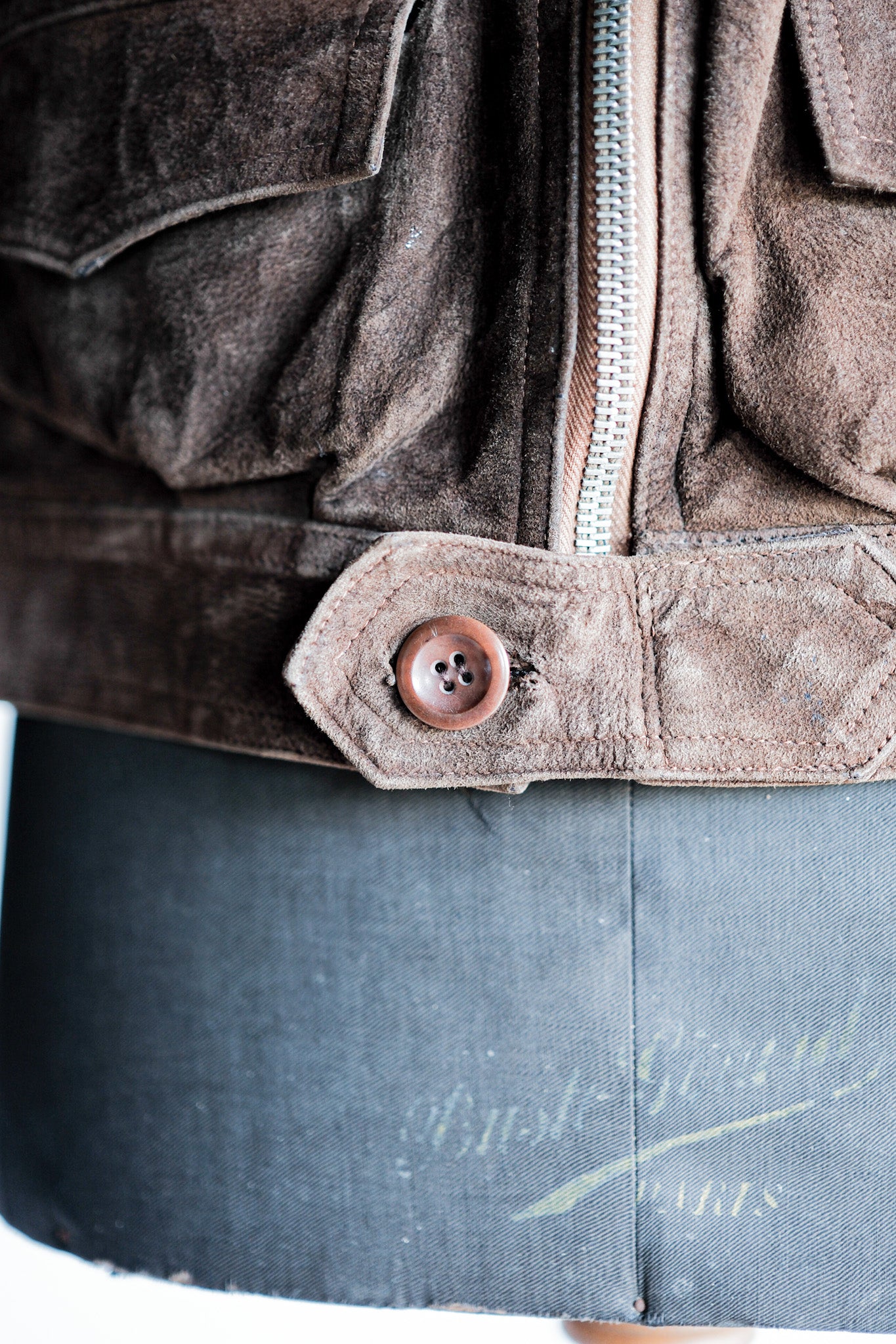 【~30’s】French Vintage Suede Leather Cyclist Jacket