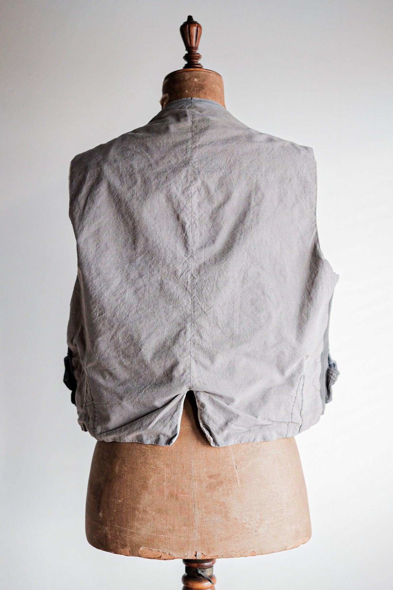 【~30's】French Vintage Gray Cotton Pique Hunting Gilet