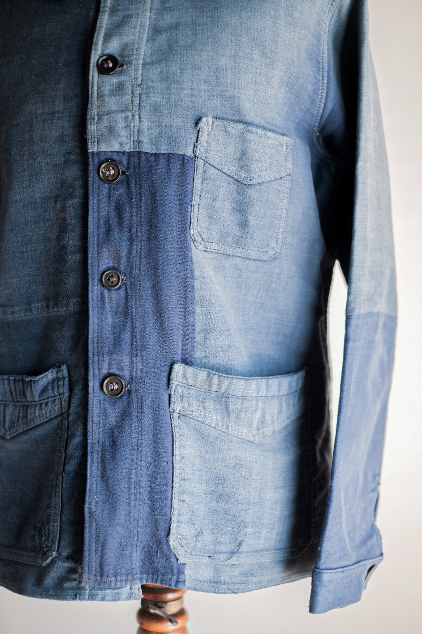【~40's】French Vintage Blue Moleskin Work Jacket "Le Mont St. Michel"