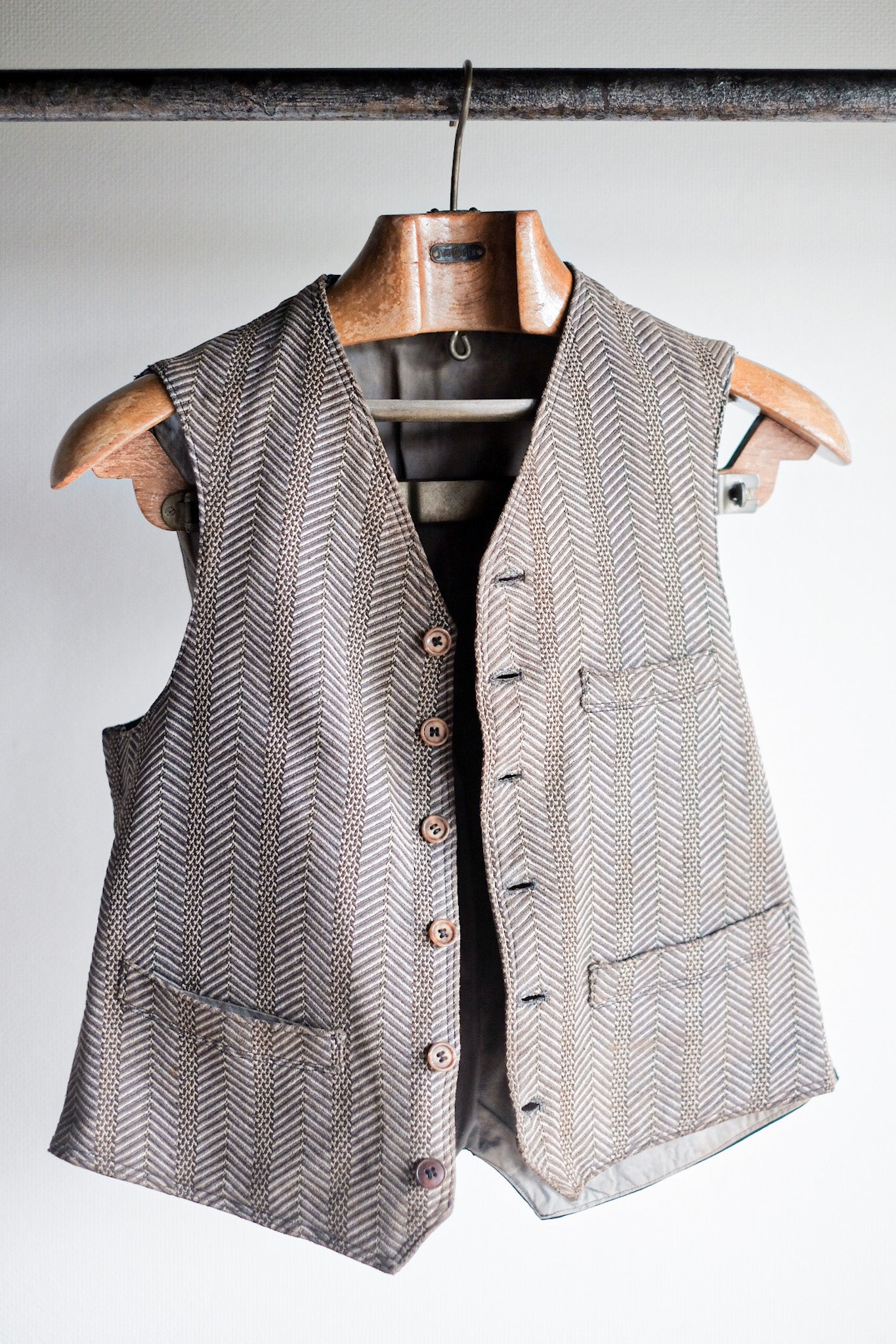 【~30's】French Vintage HBT Wool Work Gilet