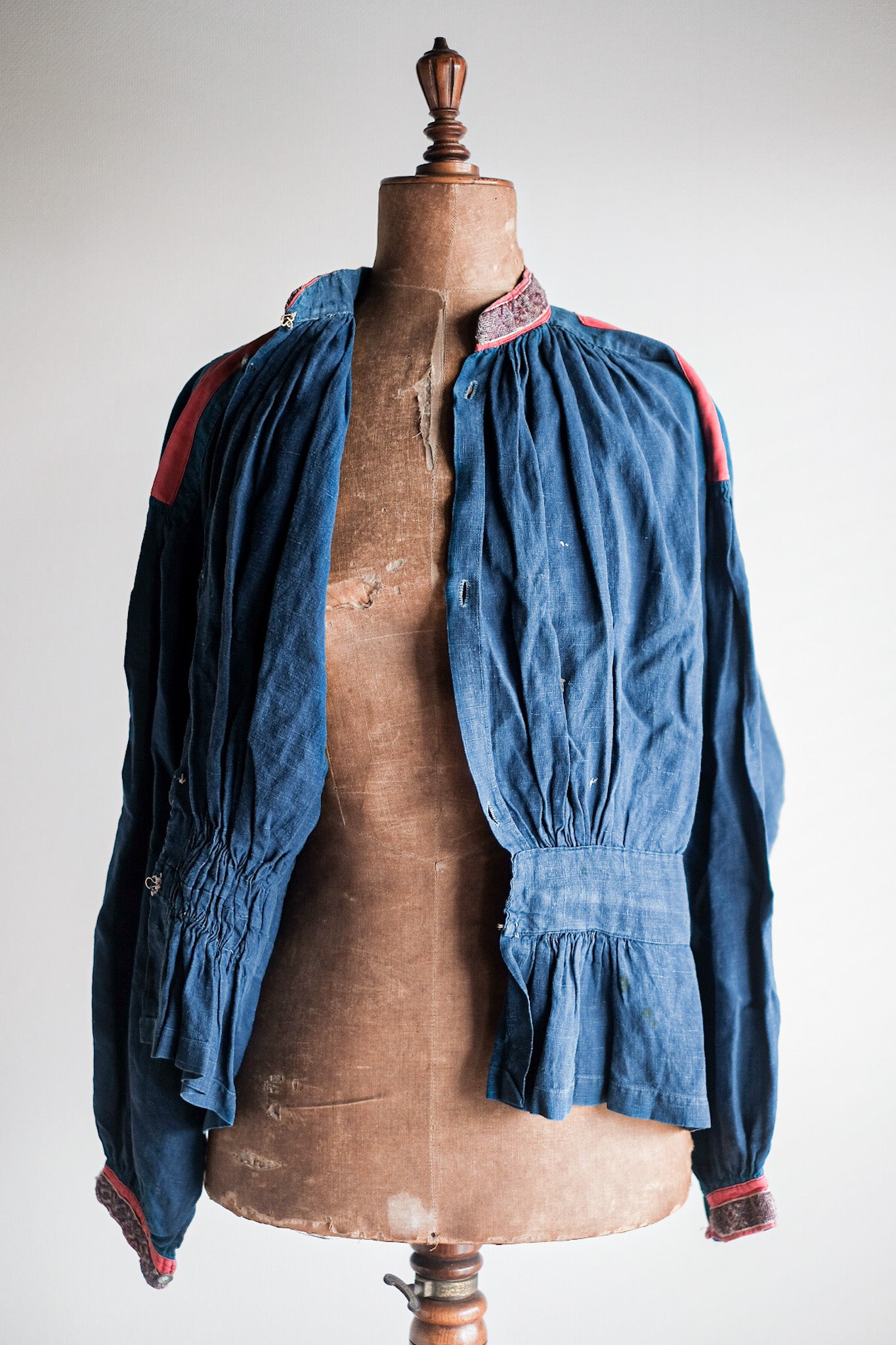 【Late 19th C】French Antique Indigo Linen Fireman Bourgeron Jacket