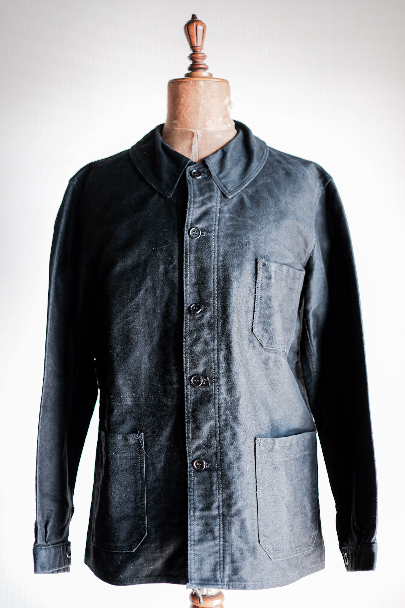 【~50's】French Vintage Black Moleskin Work Jacket