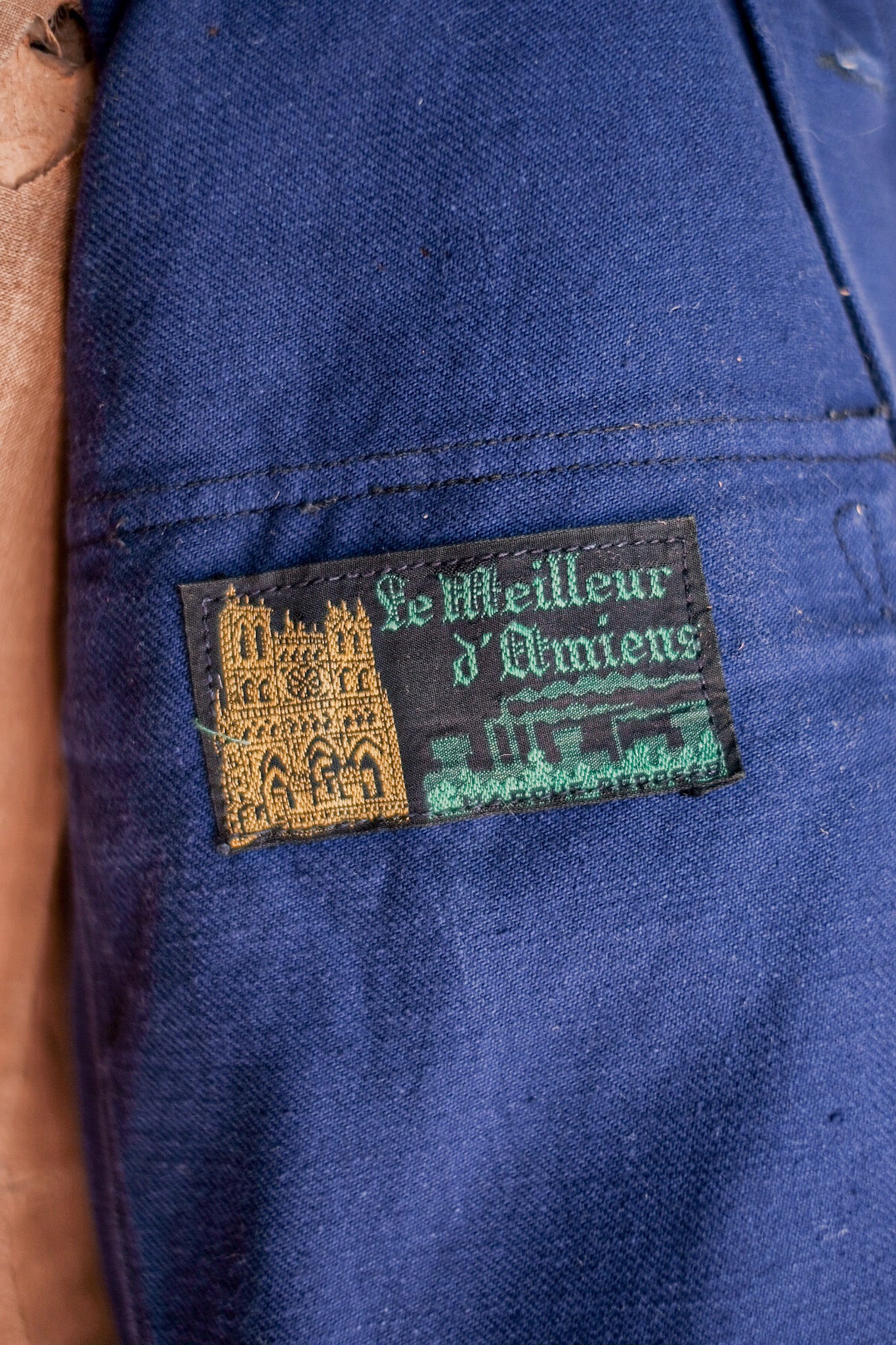 【~40's】French Vintage Blue Cotton Twill Cyclist Jacket