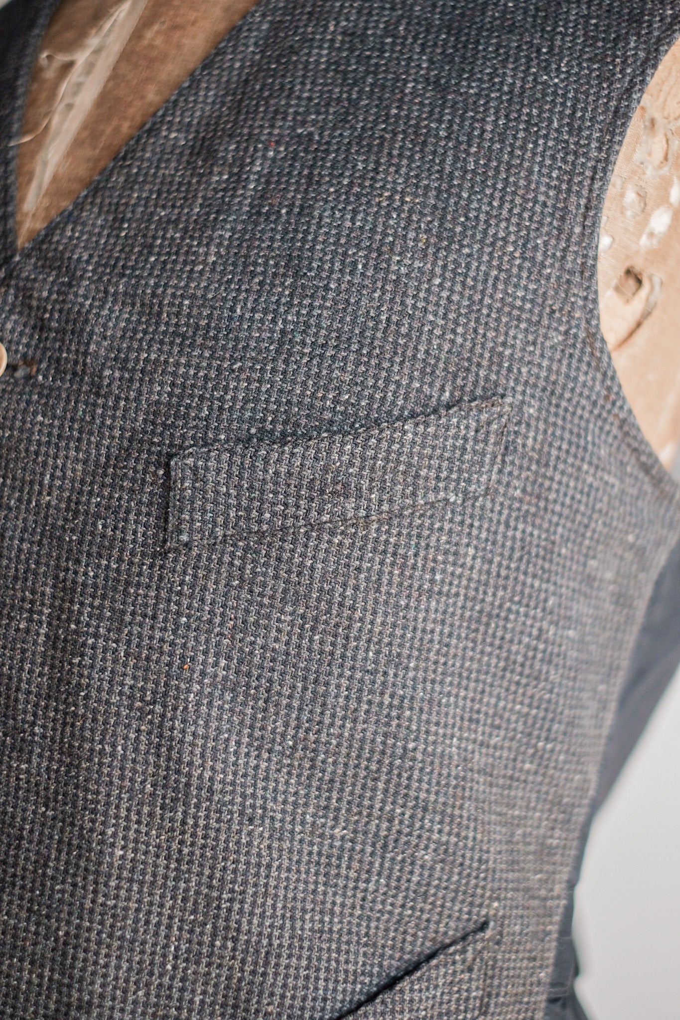 【~30's】French Vintage Gray Wool Work Gilet