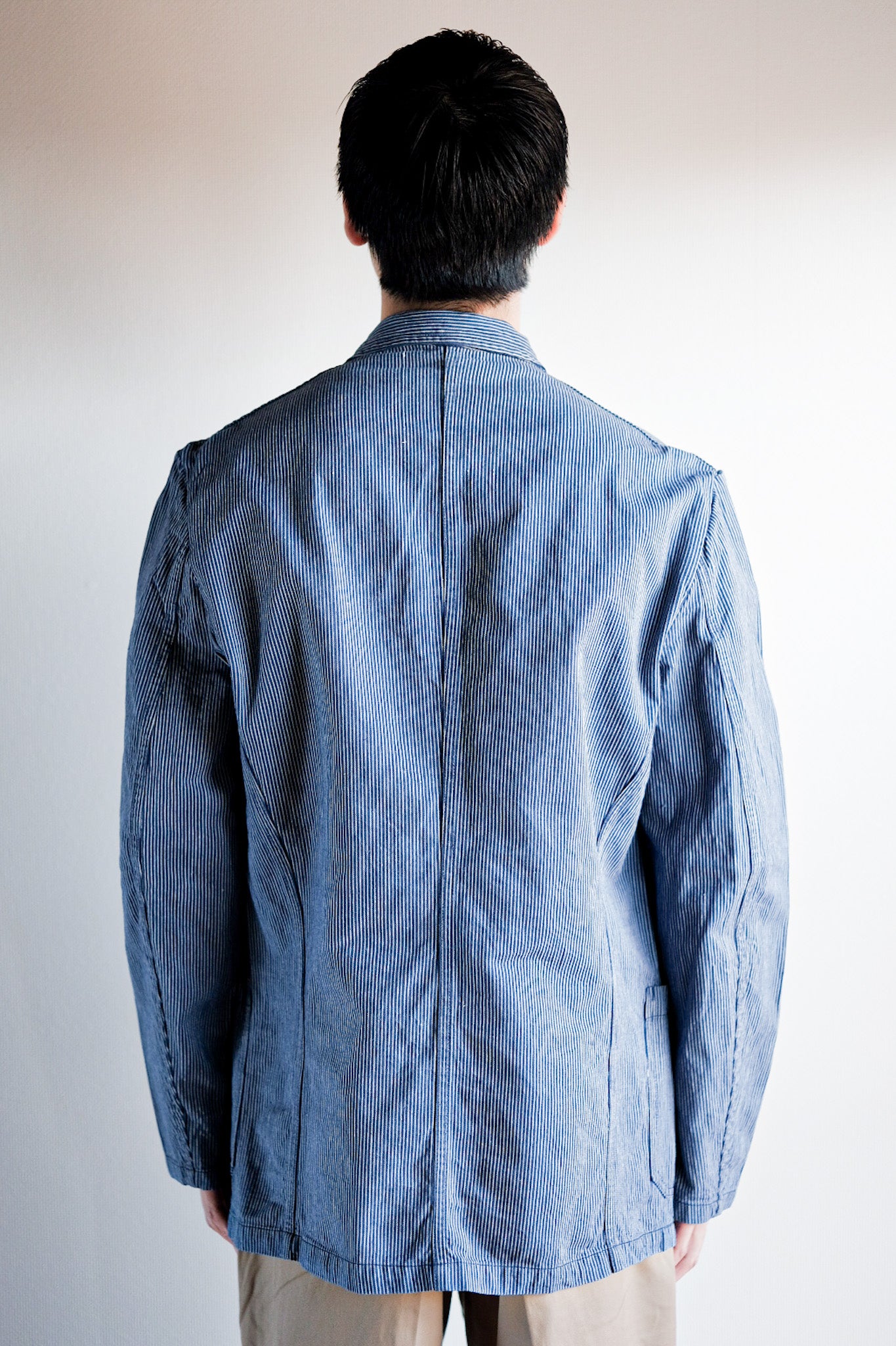 【~60's】French Vintage Cotton Striped Work Jacket "AU MOLINEL"