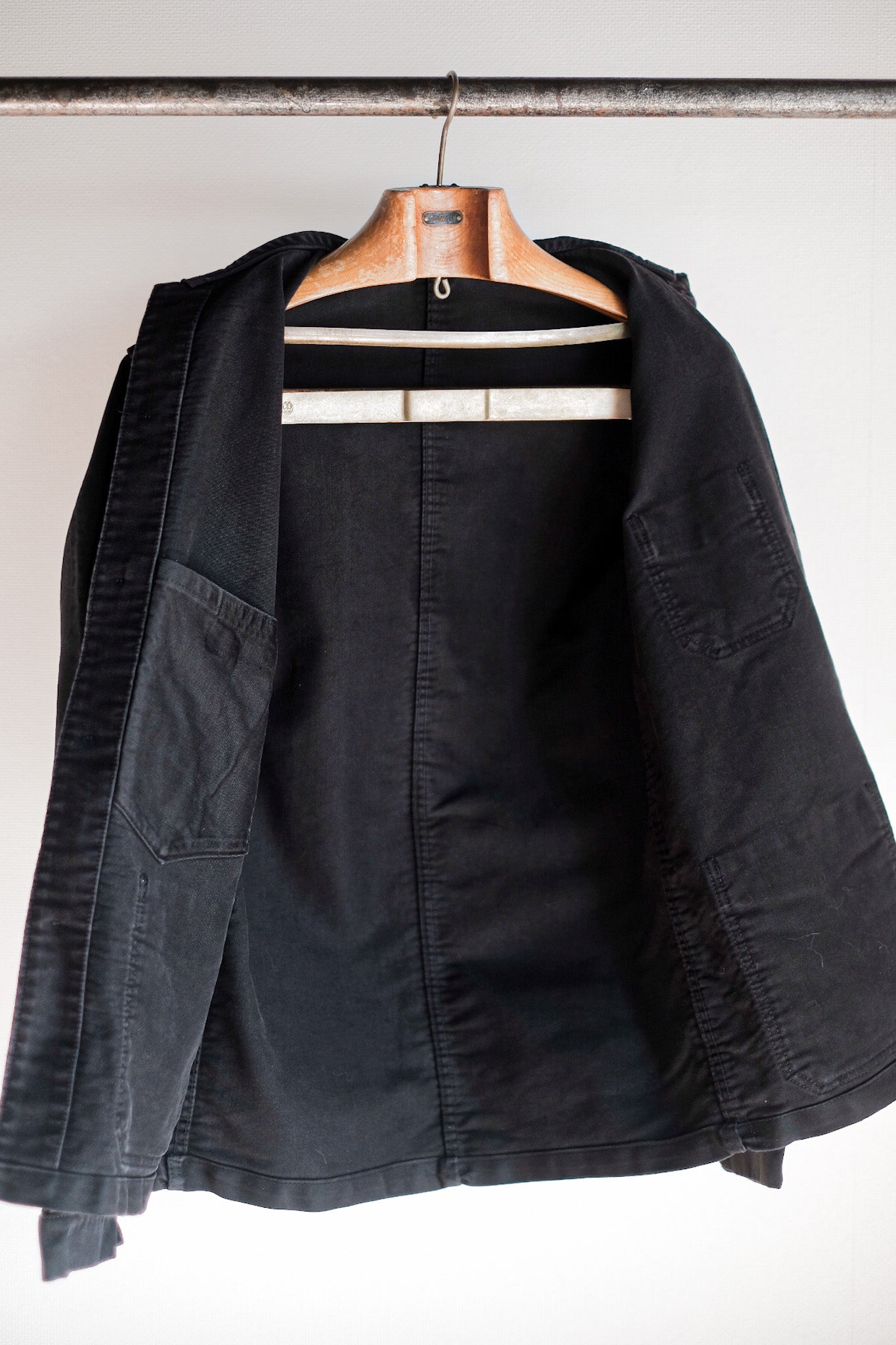 【~50's】French Vintage Black Moleskin Work Jacket