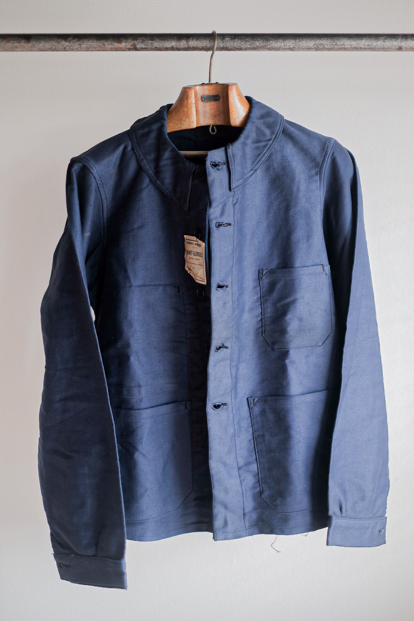 【~30's】French Vintage Blue Moleskin Work Jacket "Dead Stock"