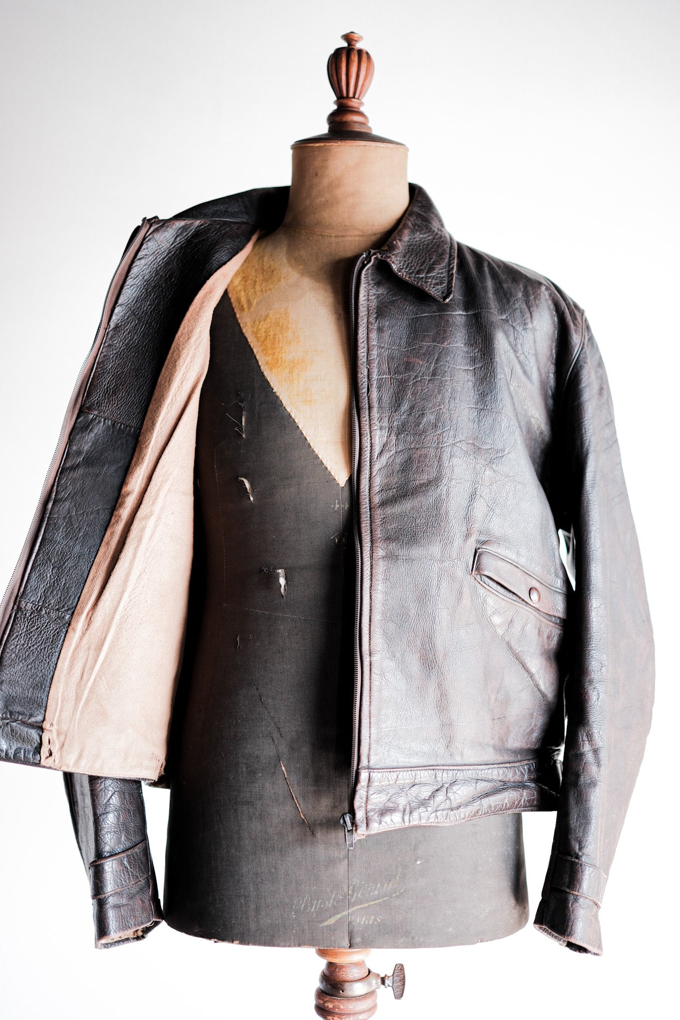 【~40's】Australia Vintage Zip Up Leather Jacket
