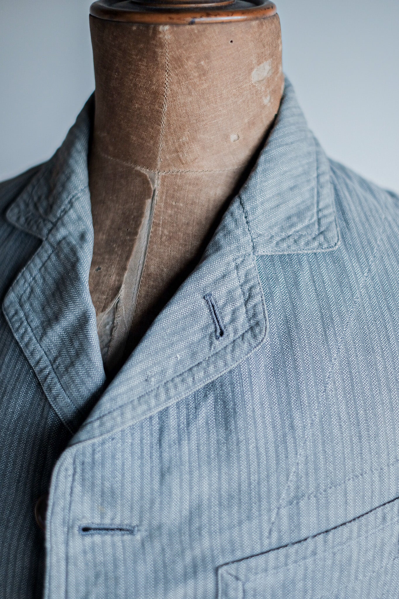 【~10's】French Antique Chambray Striped Sack Jacket