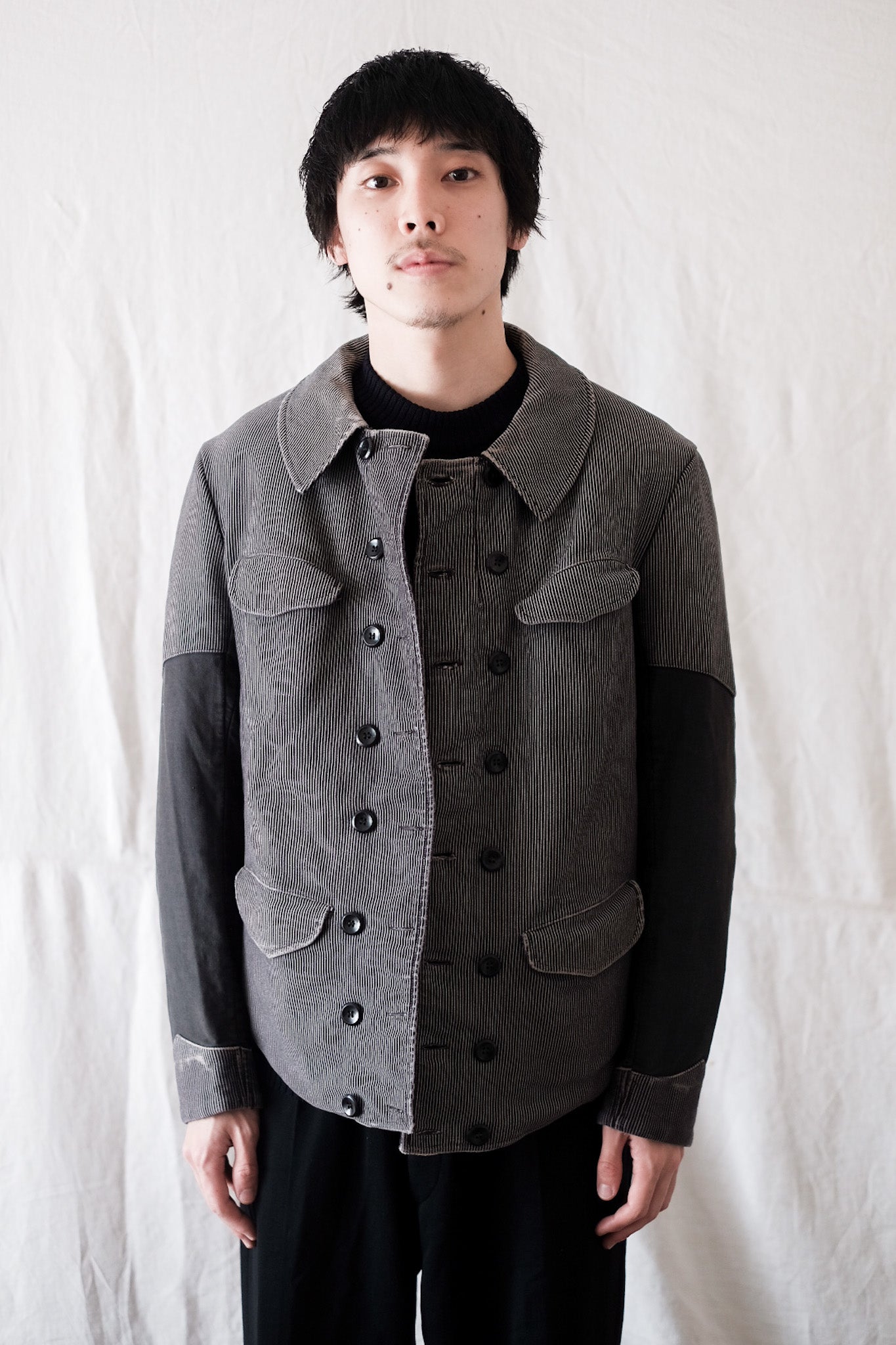 【~50's】Belgium Vintage Printed Moleskin Double Breasted Work Jacket