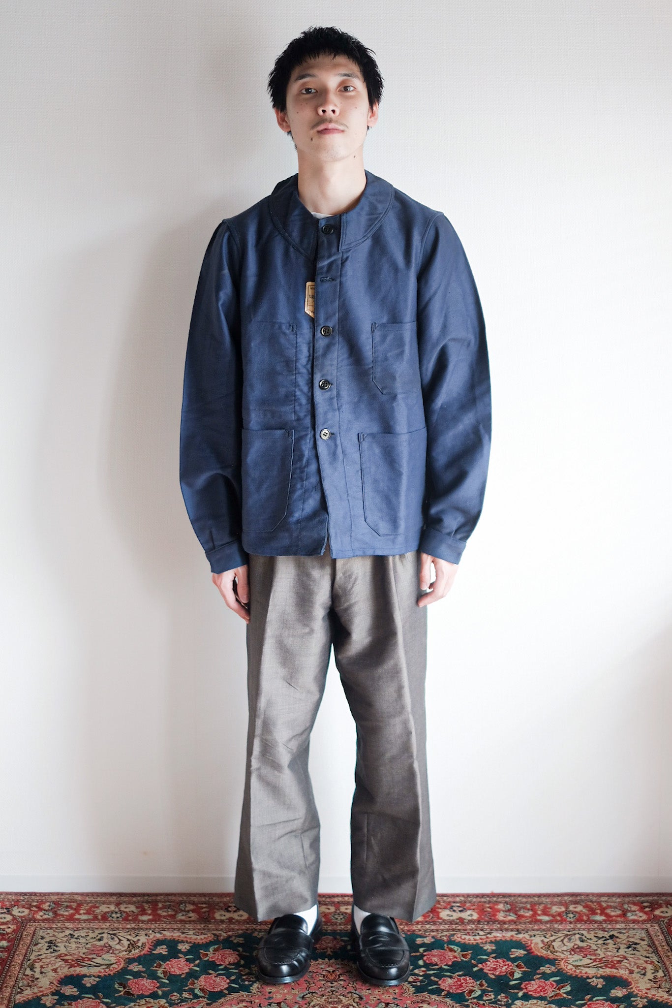 【~30's】French Vintage Blue Moleskin Work Jacket "Dead Stock"