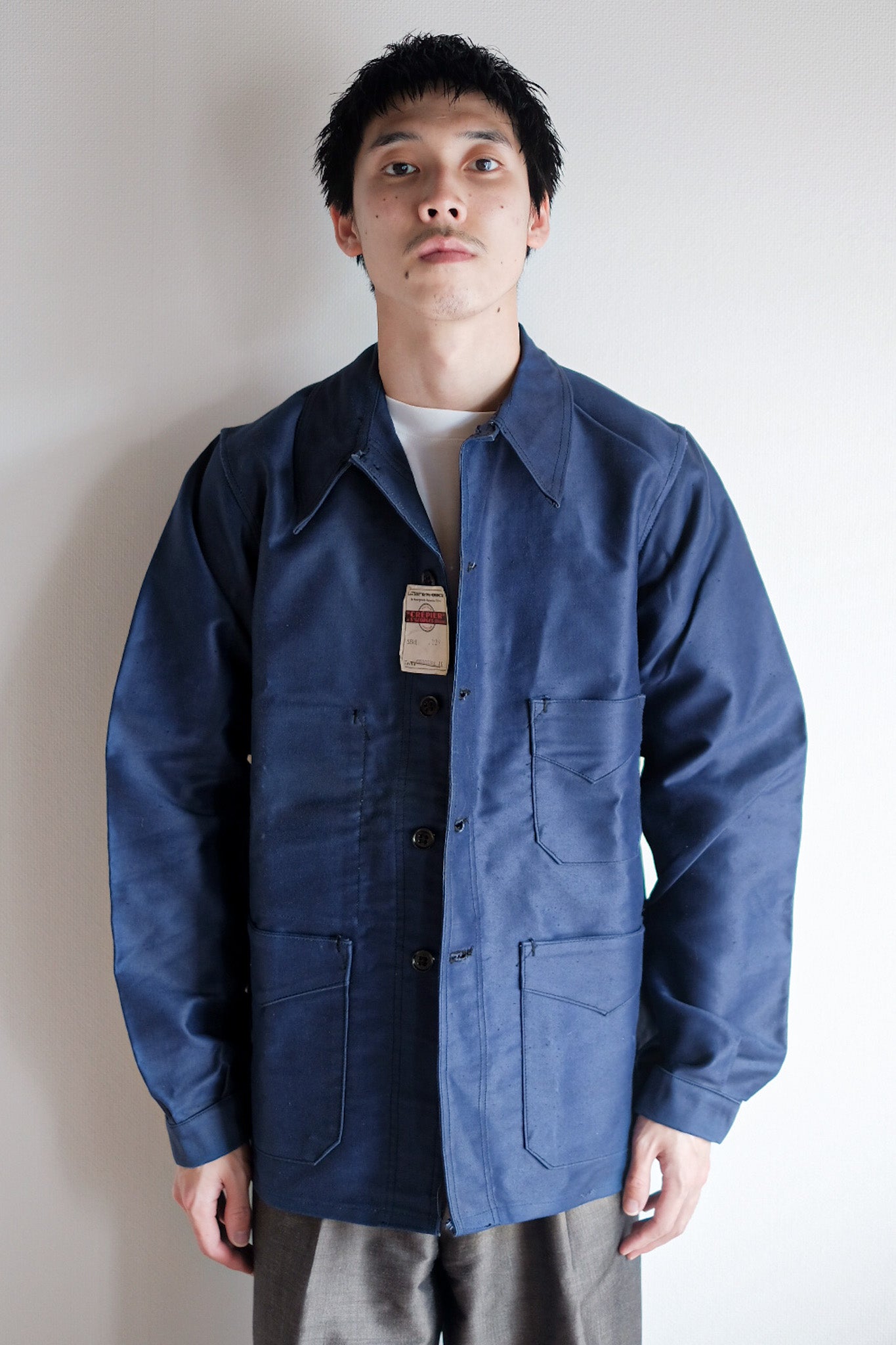 【~40's】French Vintage Blue Moleskin Work Jacket "Dead Stock"