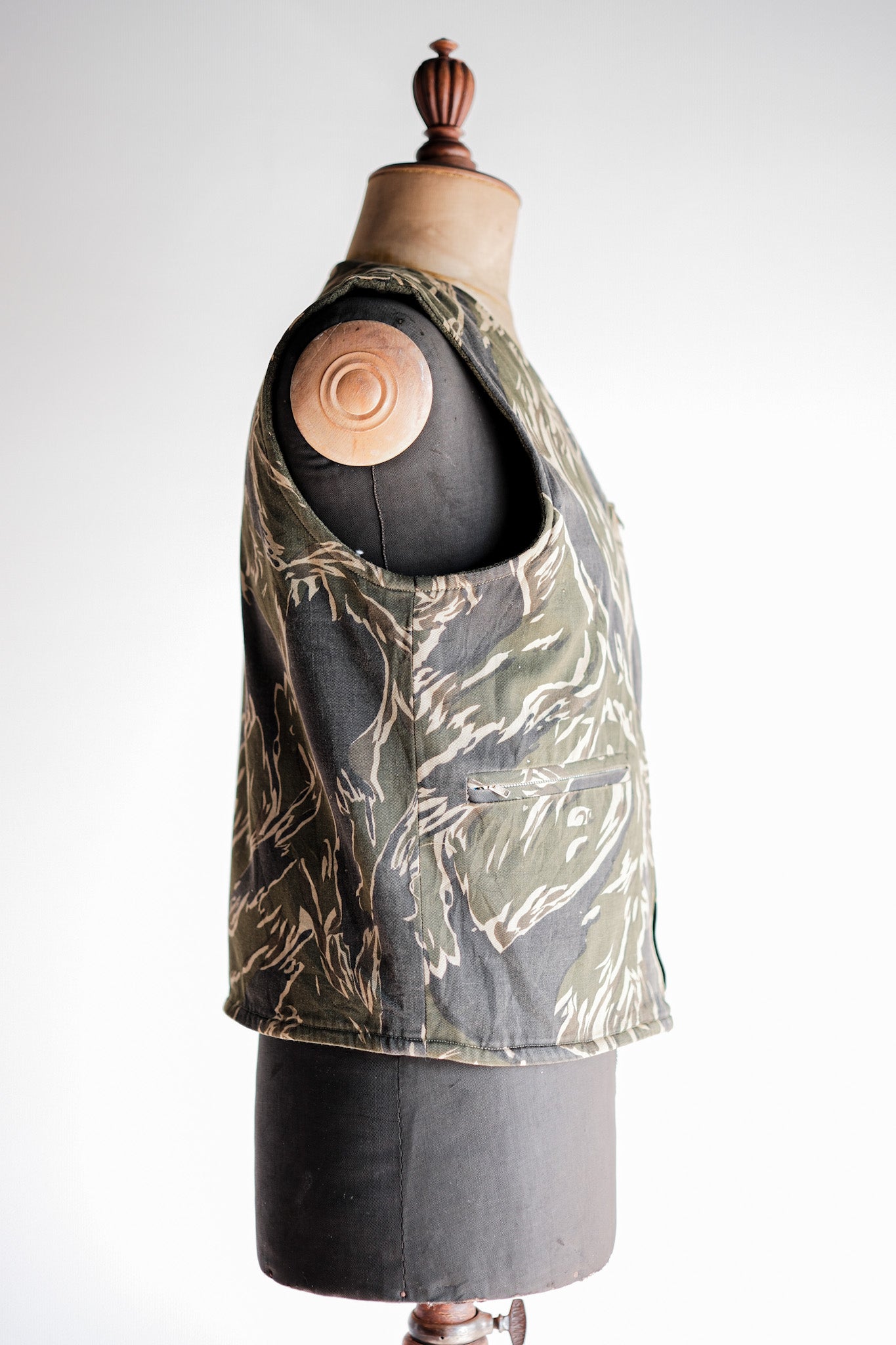 【~70's】American Vintage Tiger Stripe Camouflage Reversible Vest