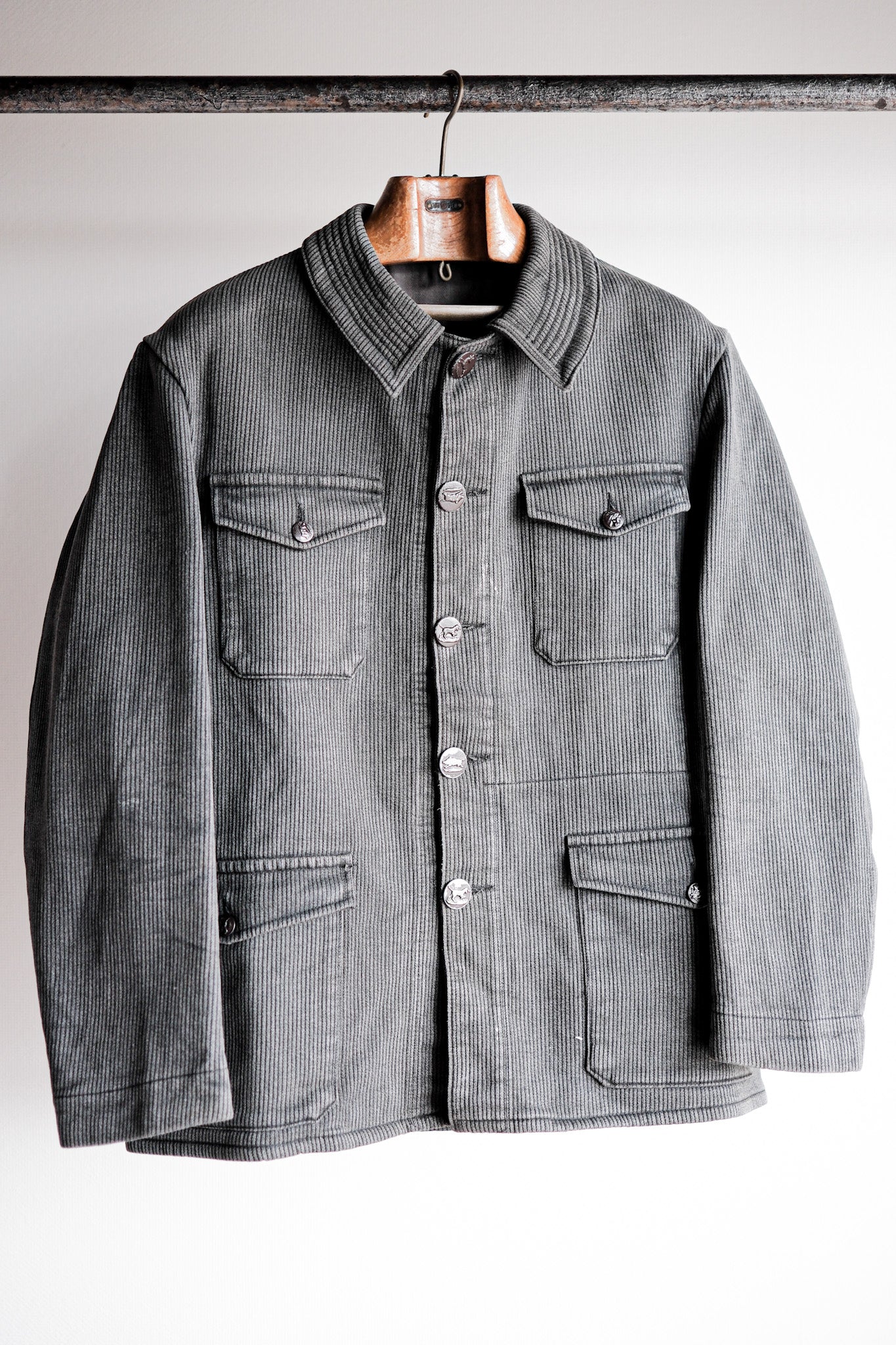 【~50's】French Vintage Gray Cotton Pique Hunting Jacket