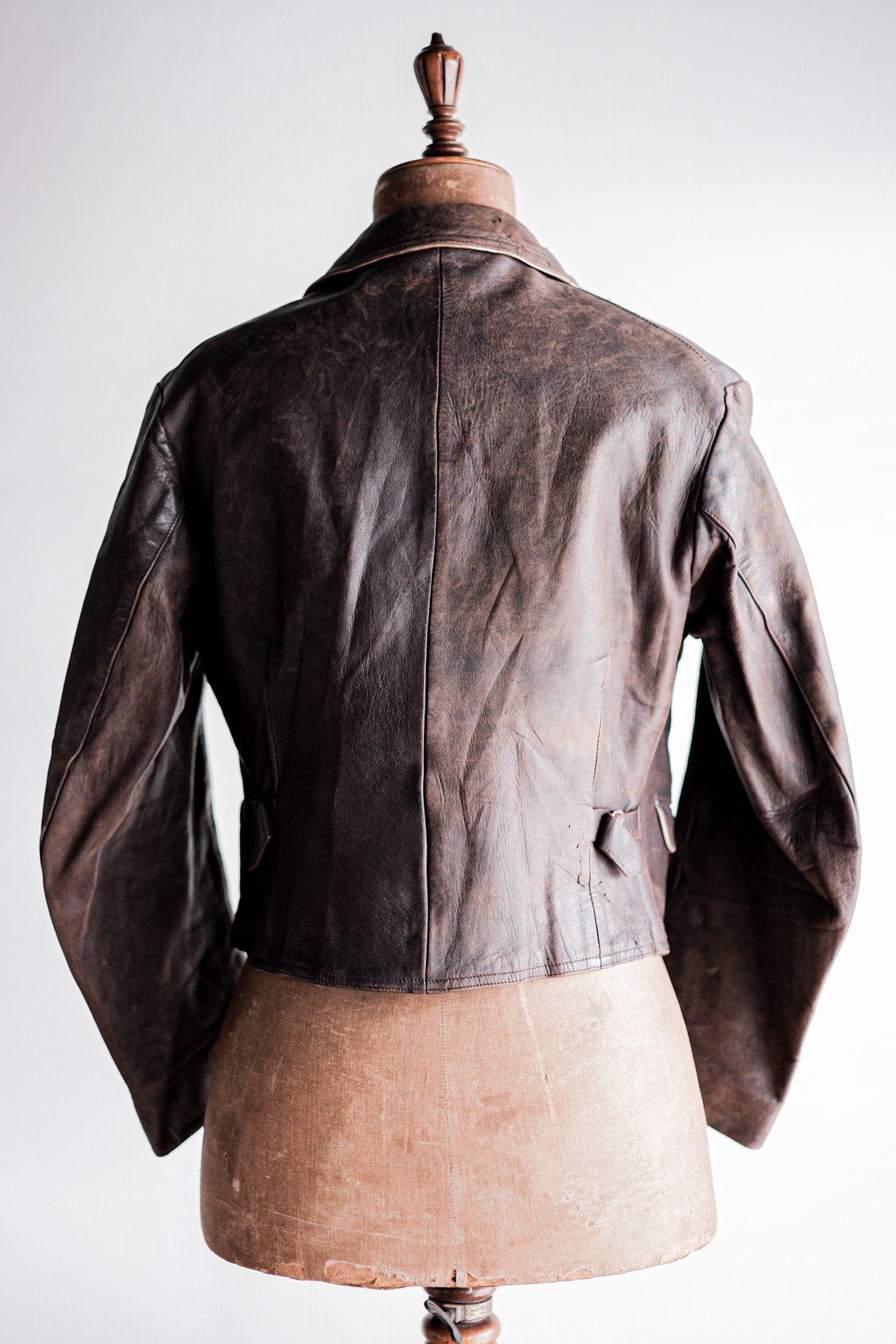 【~40's】German Vintage Double Breasted Motorcycle Leather Jacket