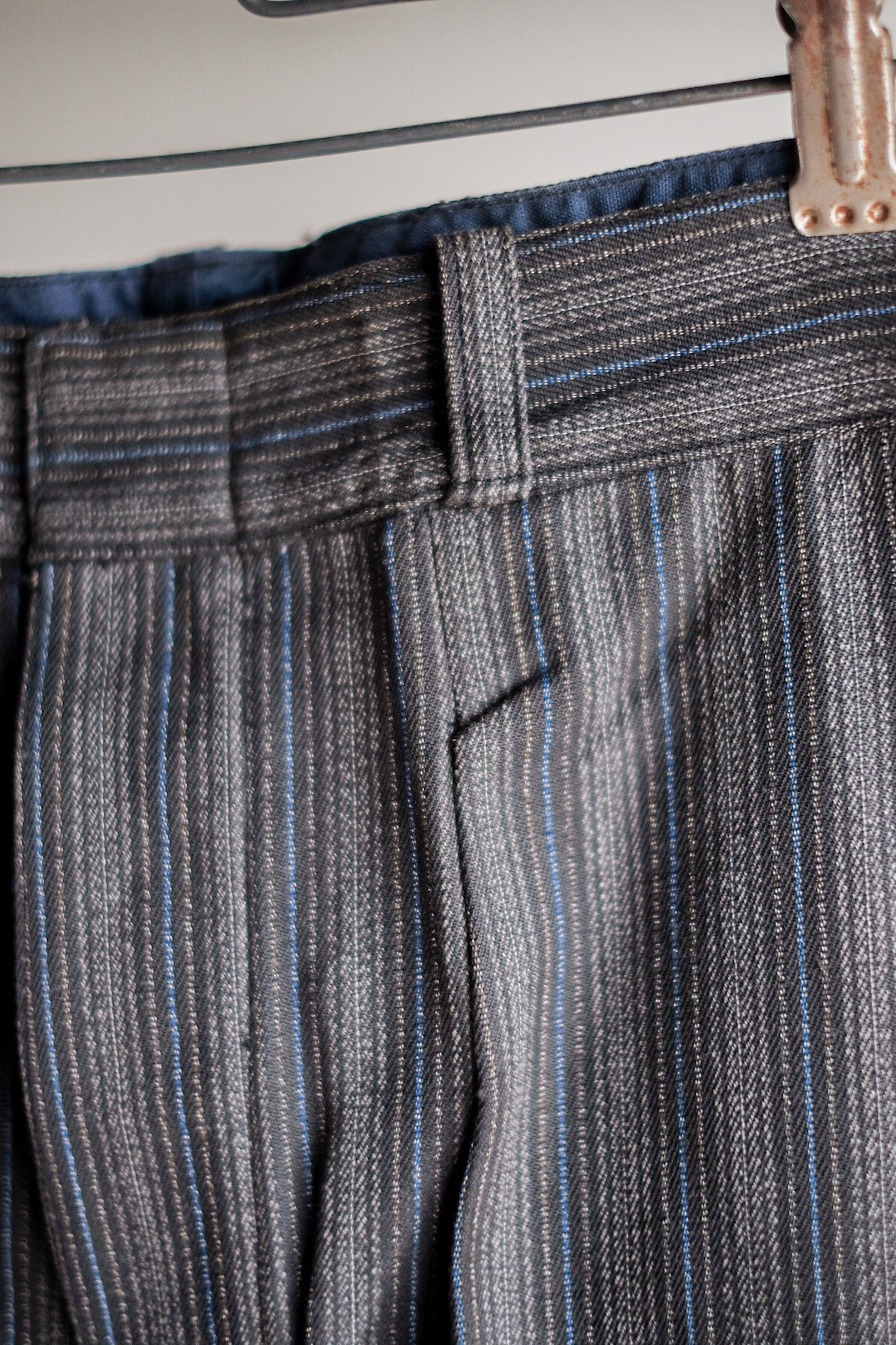 【~40's】French Vintage Cotton Striped Work Pants "Dead Stock"
