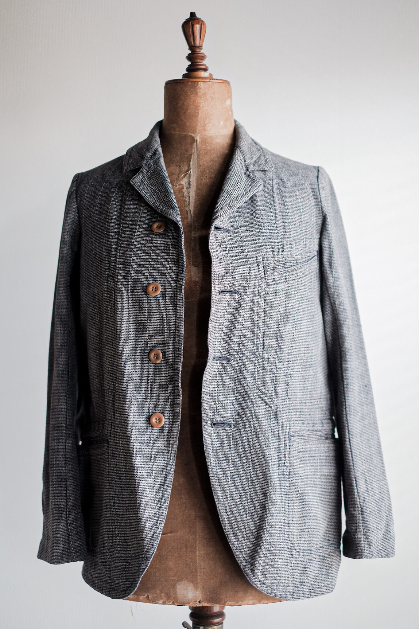 【~30's】French Vintage Cotton Checked Sack Jacket
