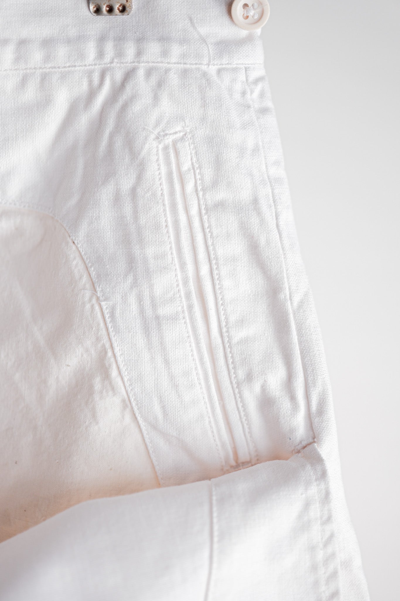 【~50's】French Navy White Linen Sailor Pants "Dead Stock"