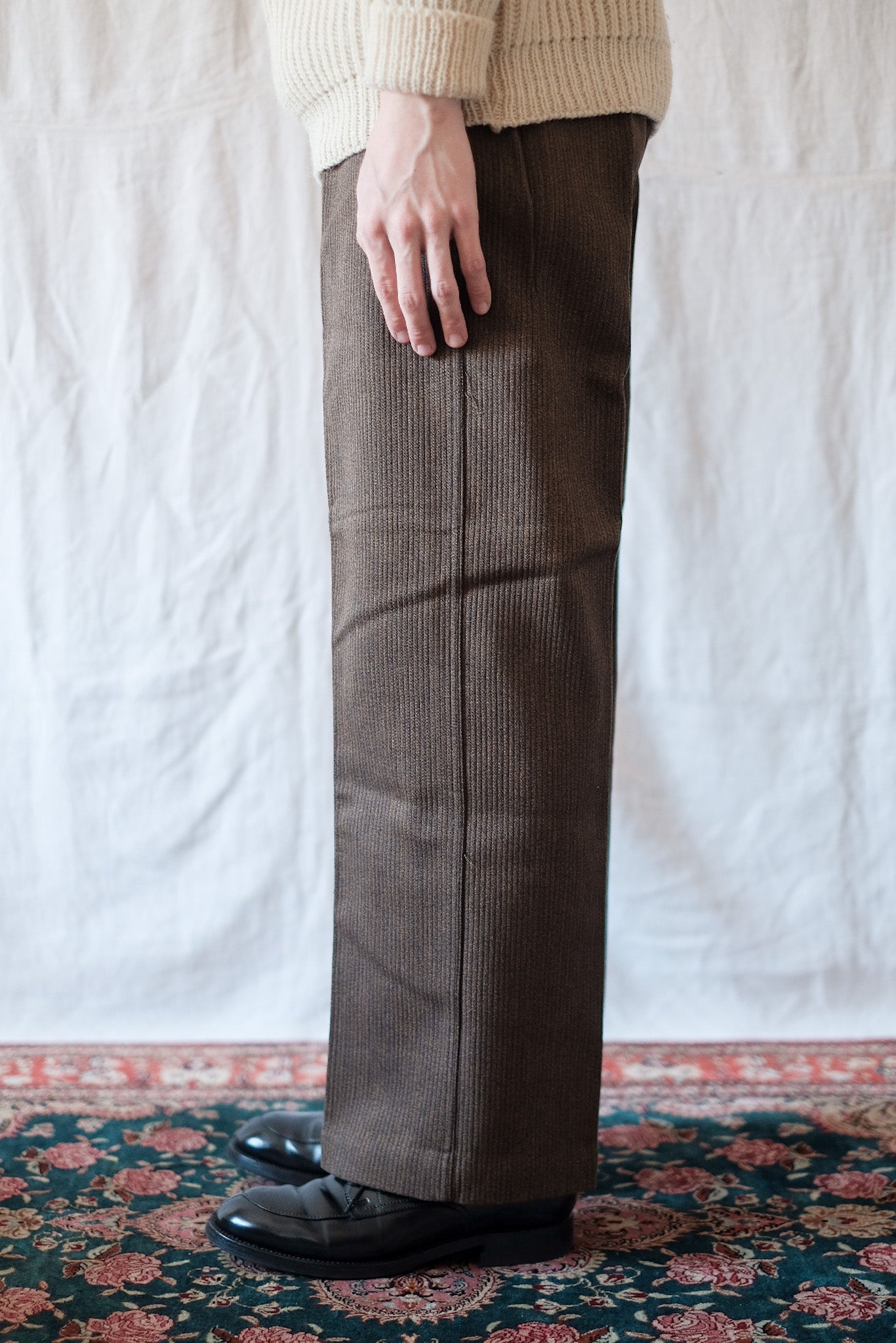 【~50's】French Vintage Brown Cotton Pique Work Pants "Dead Stock"