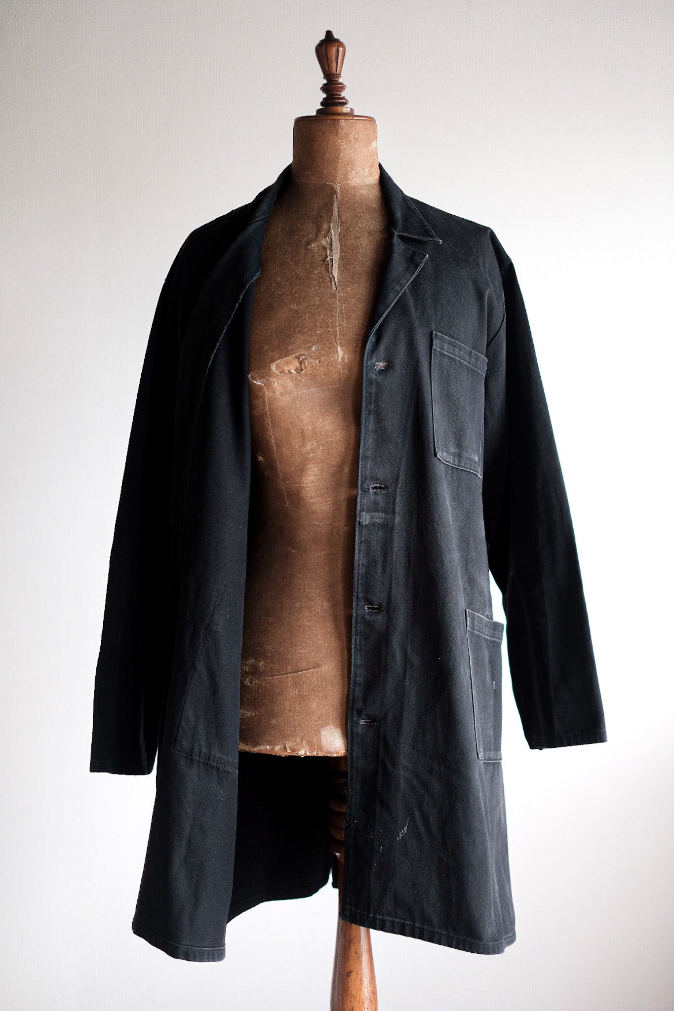 【~50's】French Vintage Black Moleskin Work Coat