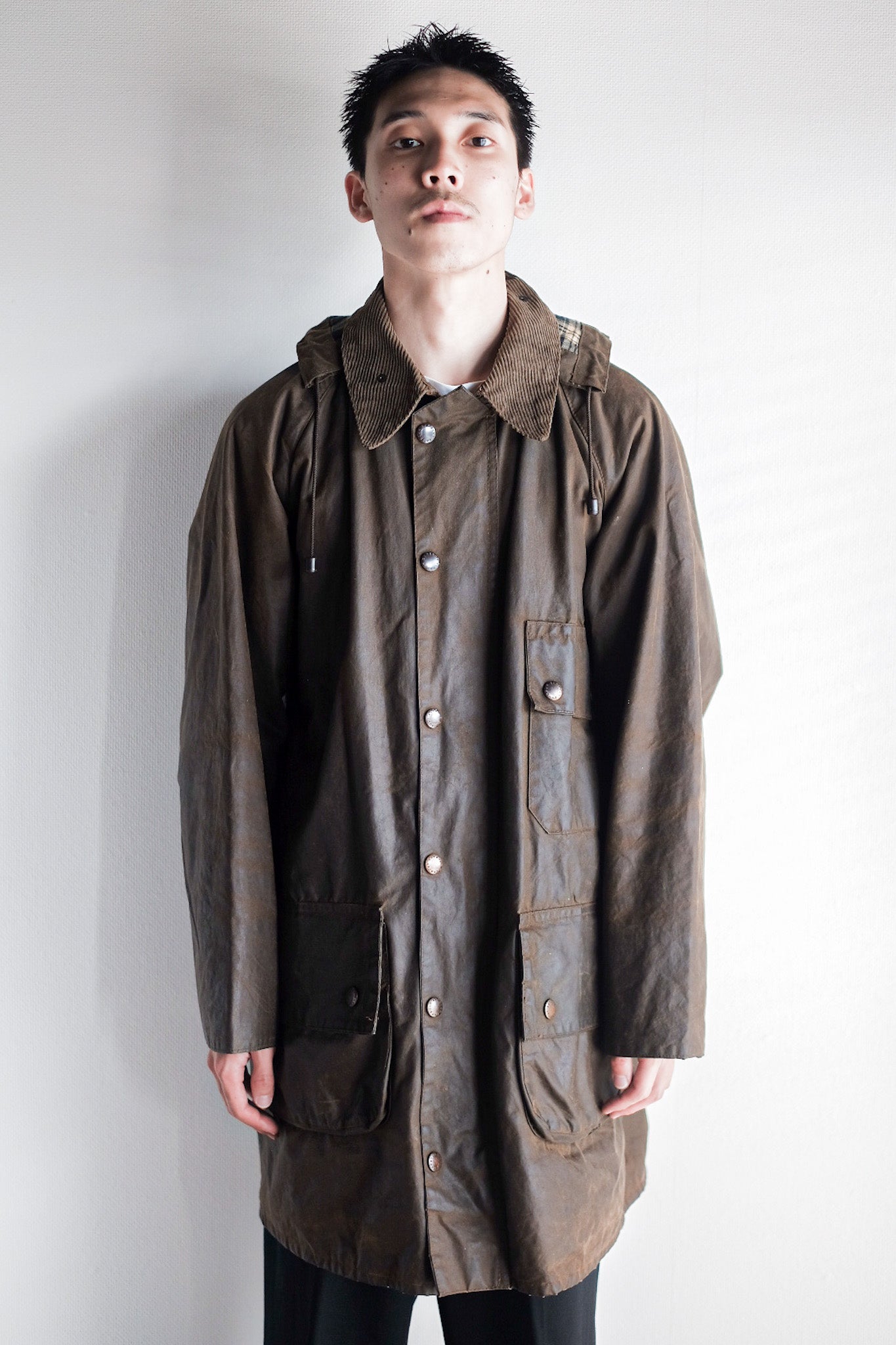【~80's】Vintage Barbour "SOLWAY ZIPPER" With Hood 2 Crest Size.40