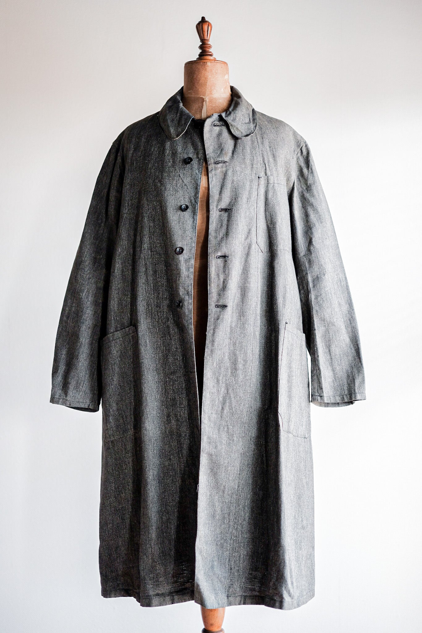 【~40's】French Vintage Black Chambray Atelier Coat “Dead Stock”