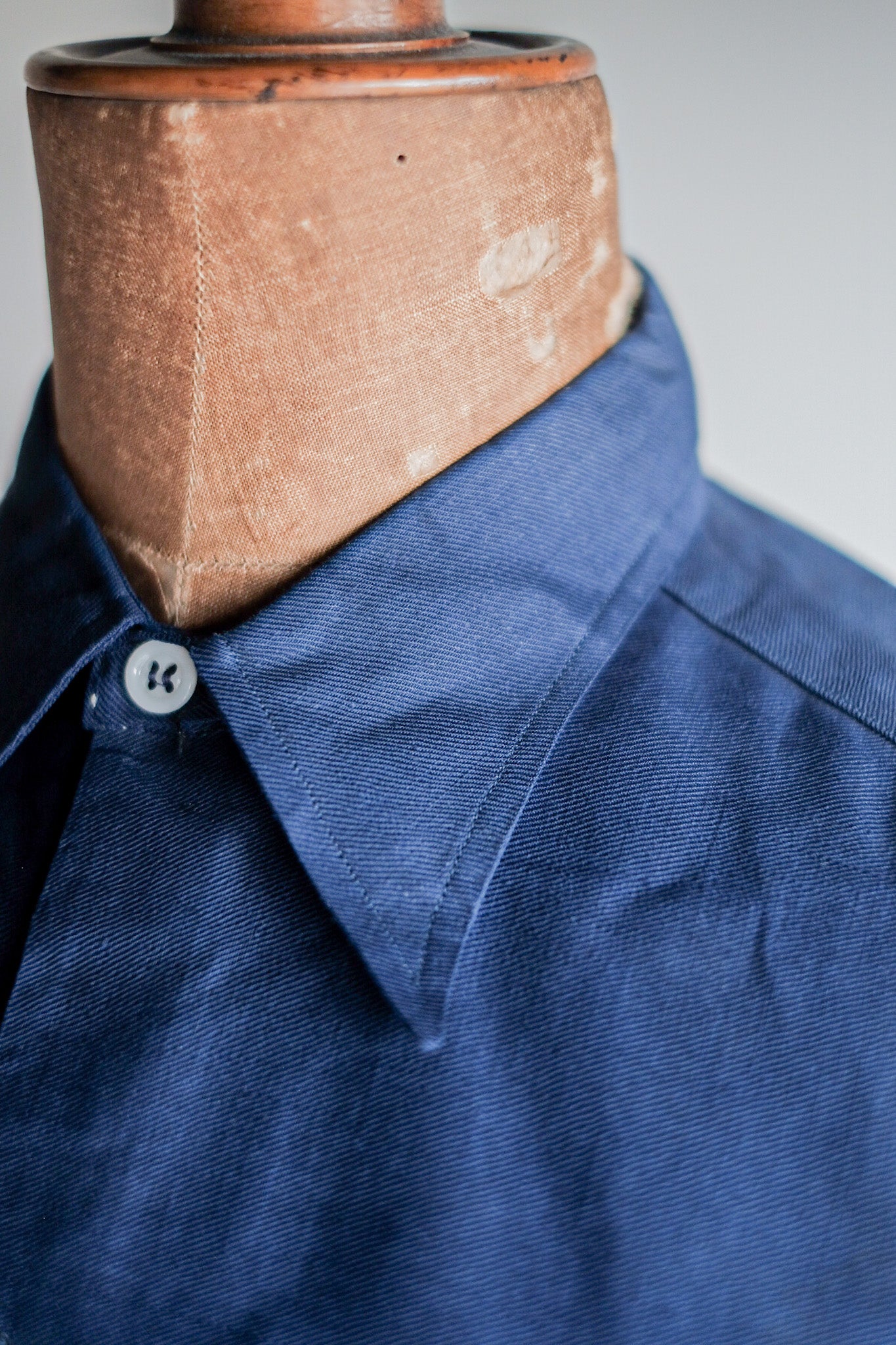 【~40's】French Vintage Indigo Metis Grandpa Shirt "Dead Stock"