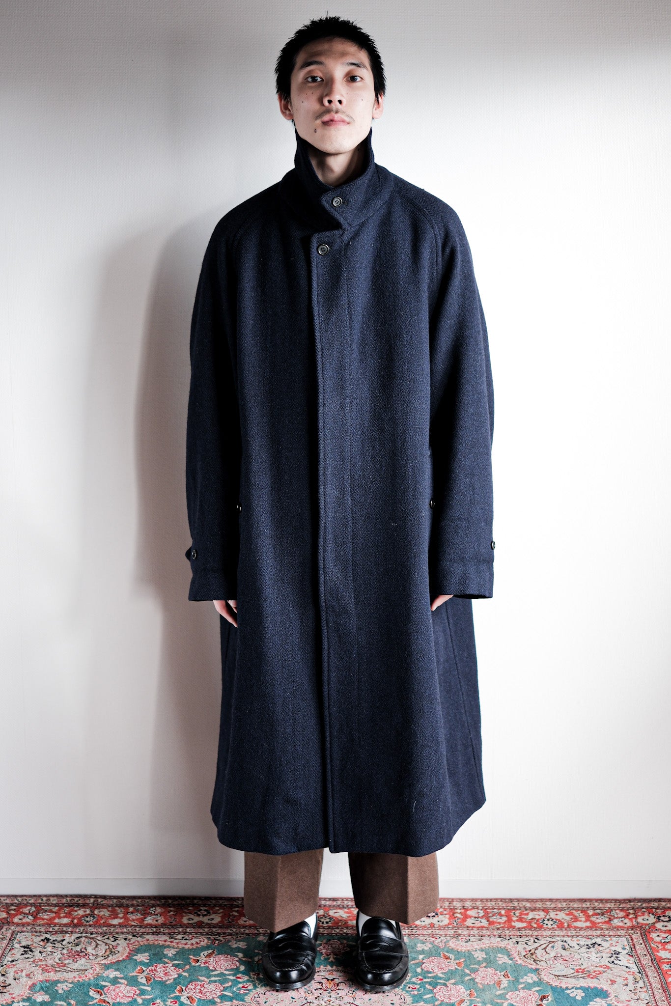 【~80's】Vintage Burberry's Single Raglan Balmacaan Coat Size.54RL "HARRIS TWEED" "Kraft 別注"