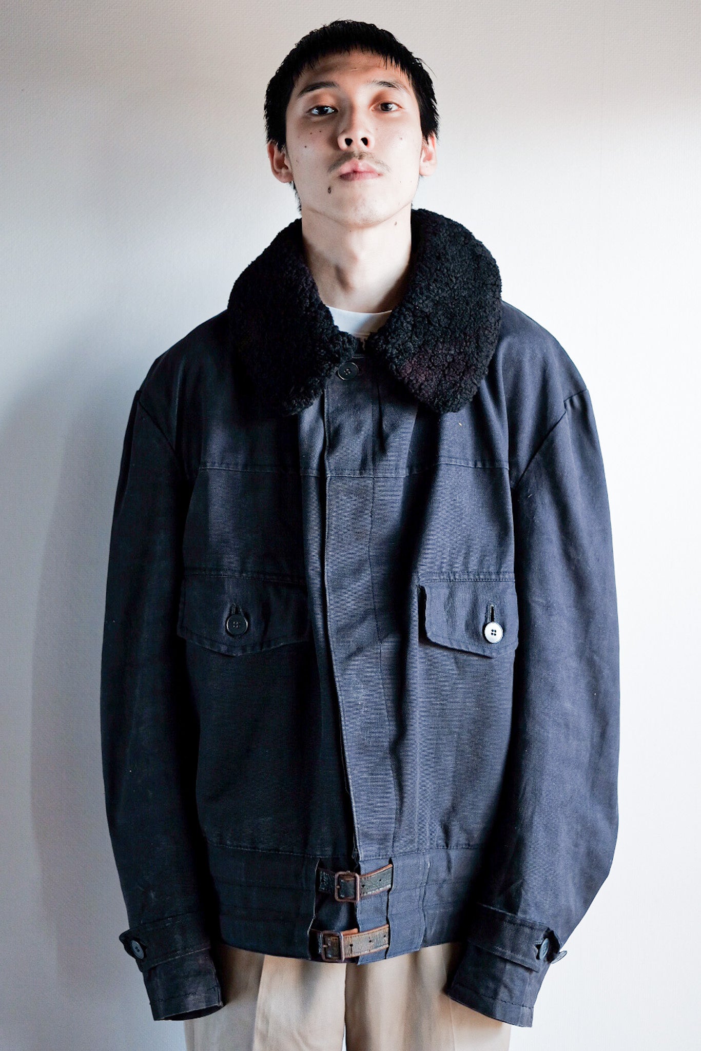【~50’s】Swedish Army Motorcycle Jacket “Black Color”