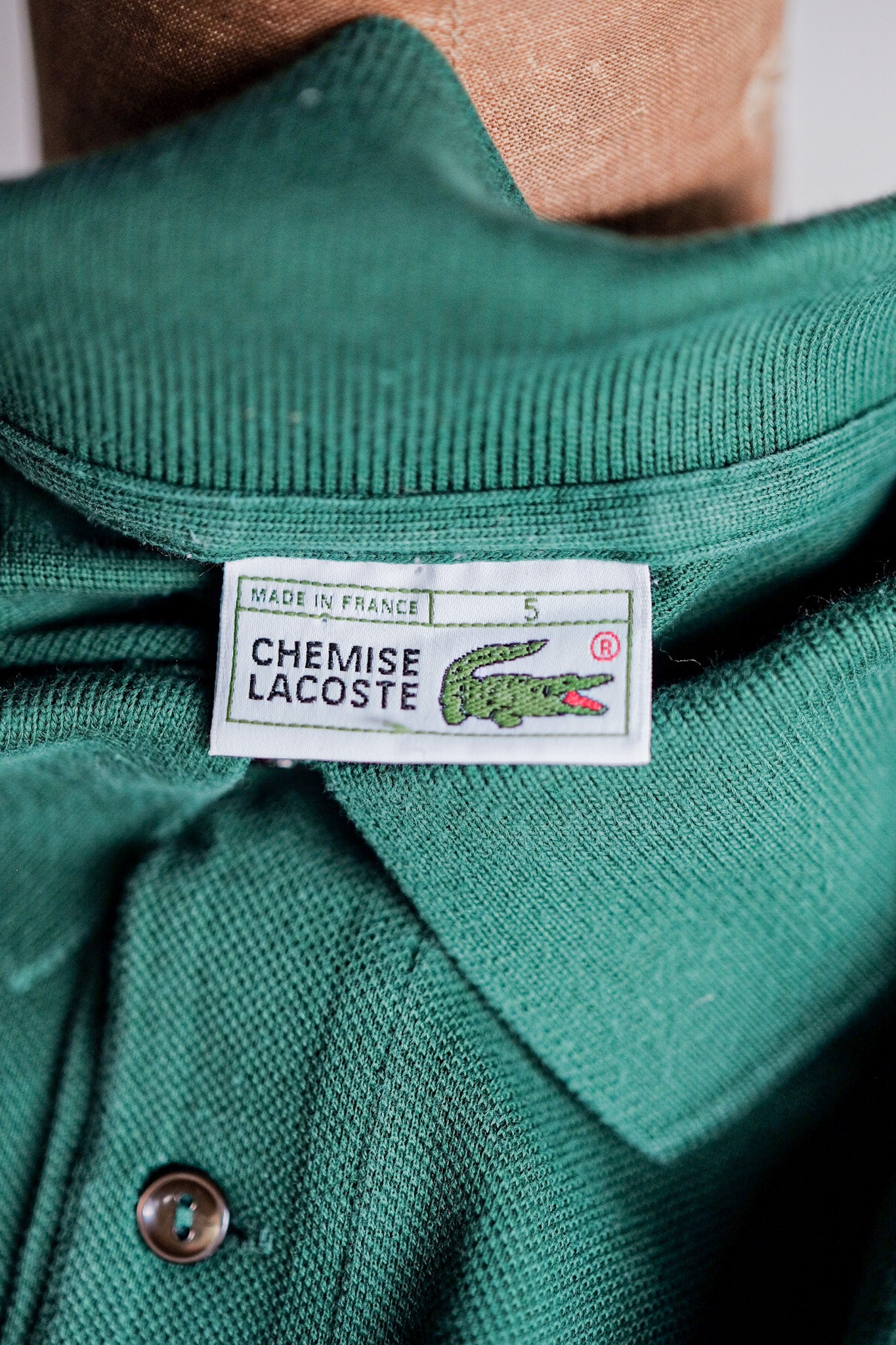 【~80's】CHEMISE LACOSTE L/S Polo Shirt Size.5 "Forest Green"