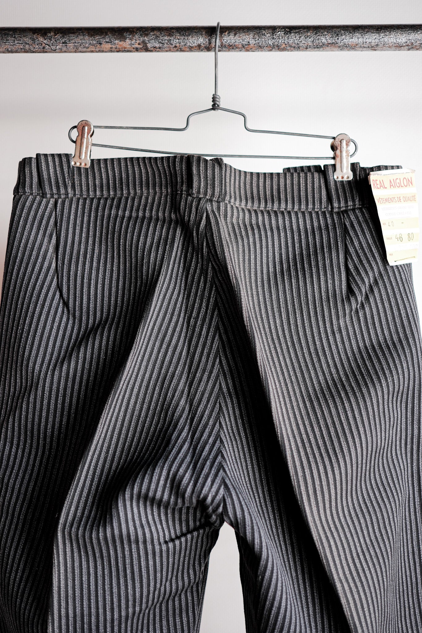 【~50's】French Vintage Cotton Striped Work Pants "Dead Stock"