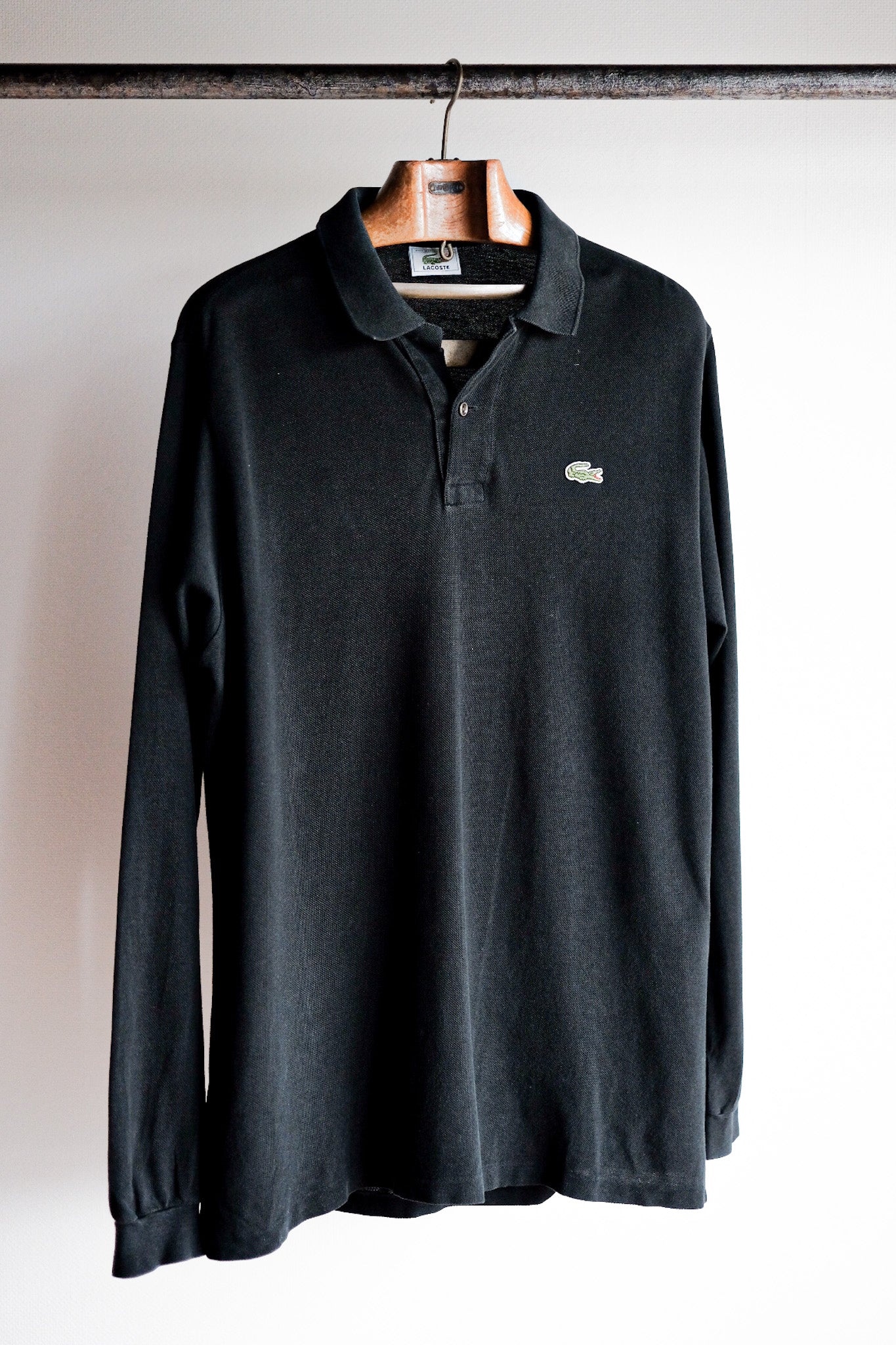 【~80's】CHEMISE LACOSTE L/S Polo Shirt Size.5 "Black"
