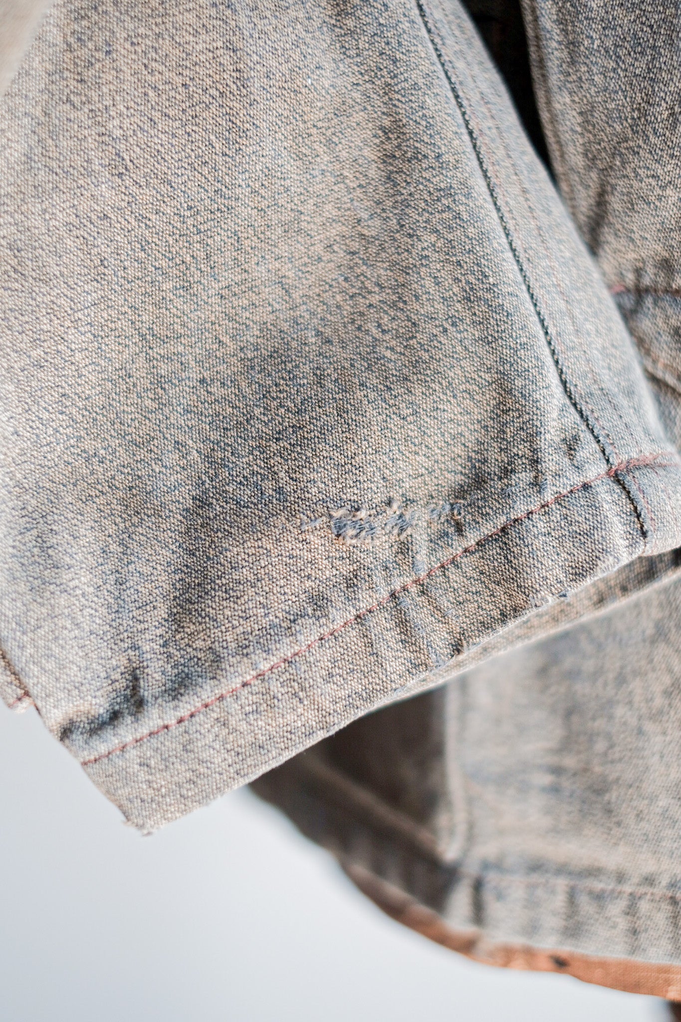 【~30's】French Vintage Brown Cotton Salt & Pepper Hunting Jacket