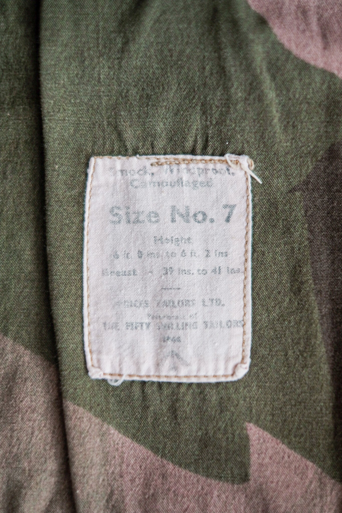 【~40's】British Army SAS Camouflaged Windproof Smock Size.7 "Dead Stock"