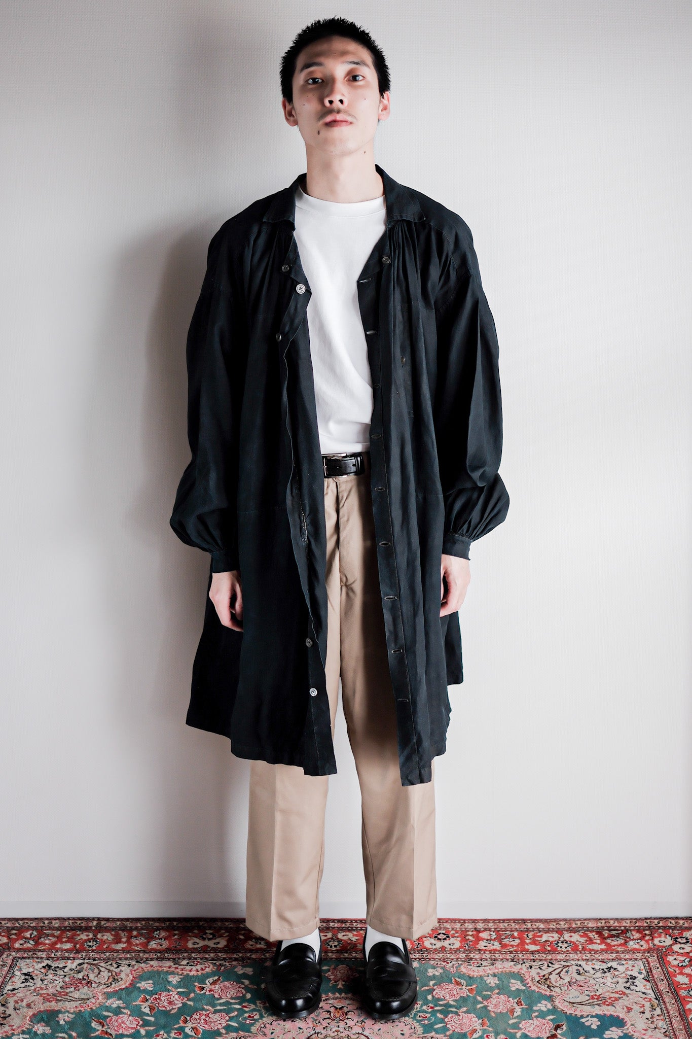 【Early 20th C】French Antique Indigo Linen Smock Open Type "Biaude"