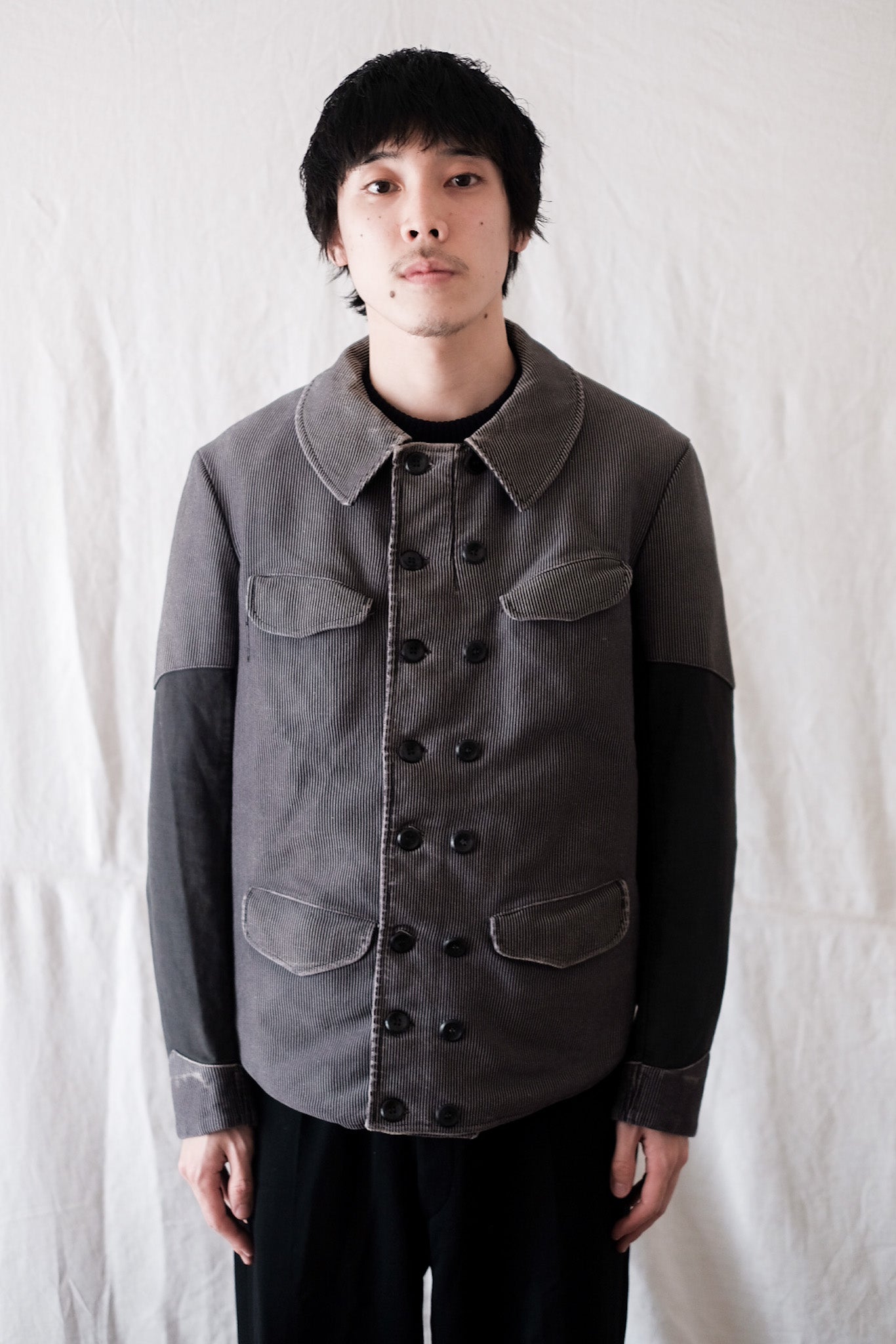 【~50's】Belgium Vintage Printed Moleskin Double Breasted Work Jacket