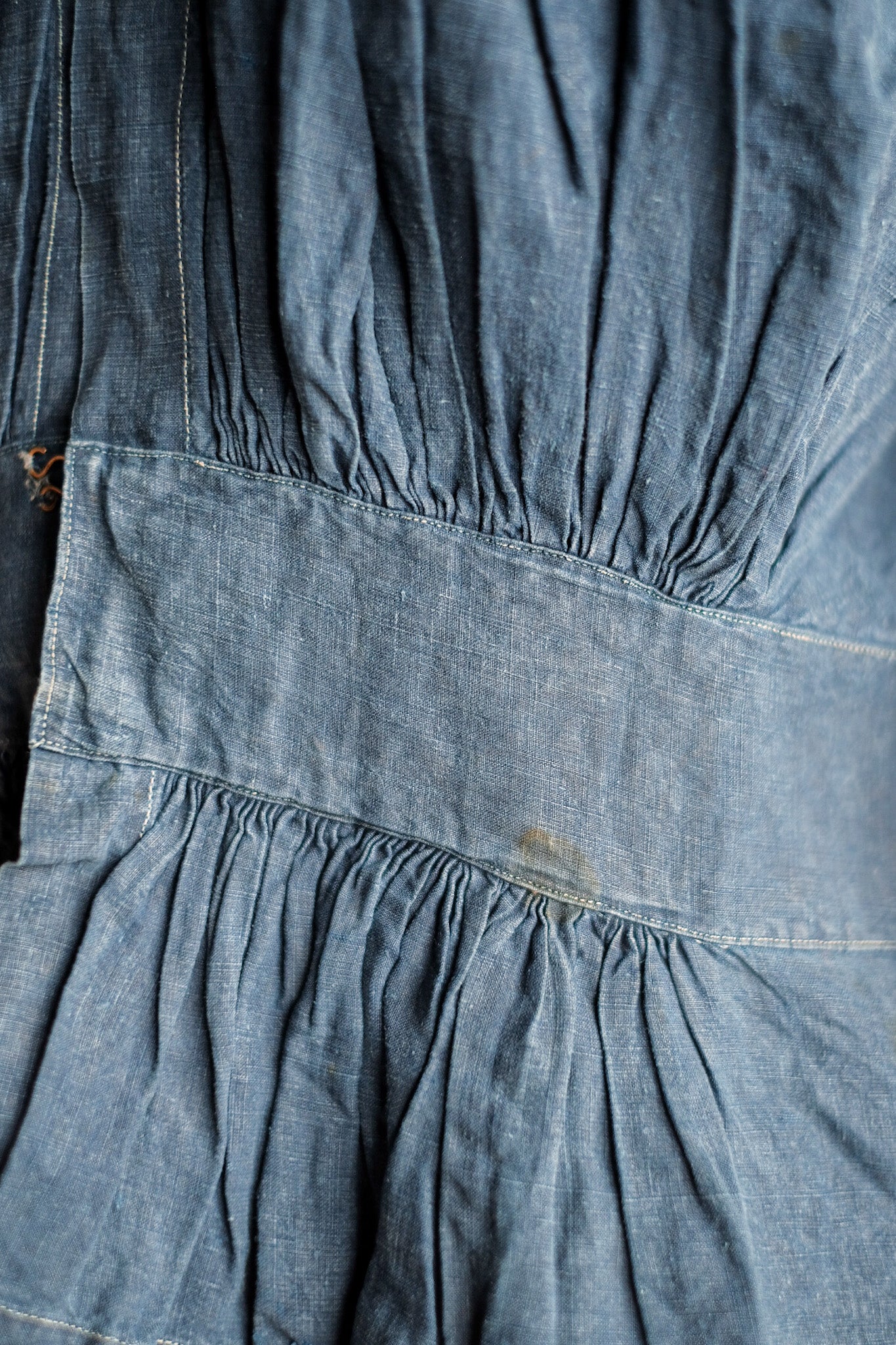 【Late 19th C】French Antique Indigo Linen Fireman Bourgeron Jacket