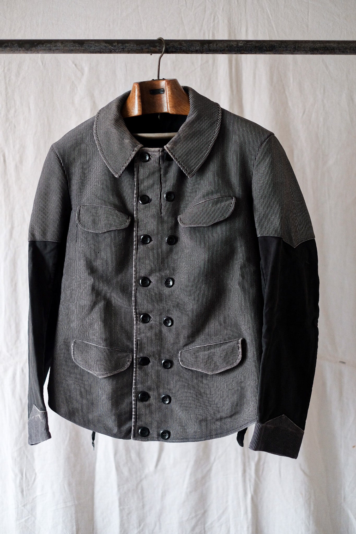 【~50's】Belgium Vintage Printed Moleskin Double Breasted Work Jacket