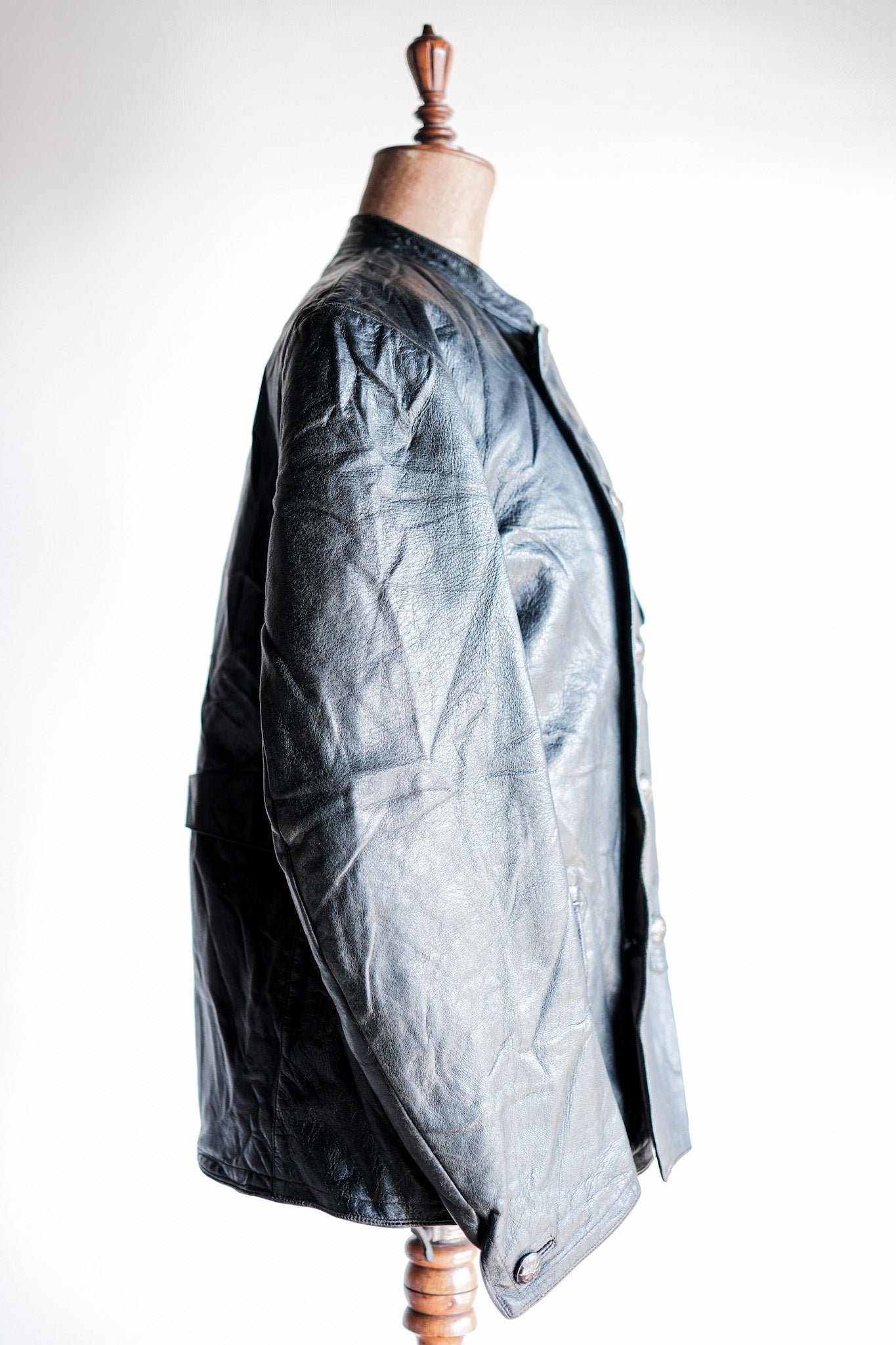 【~40's】Swedish Vintage Double Breasted Leather Jacket