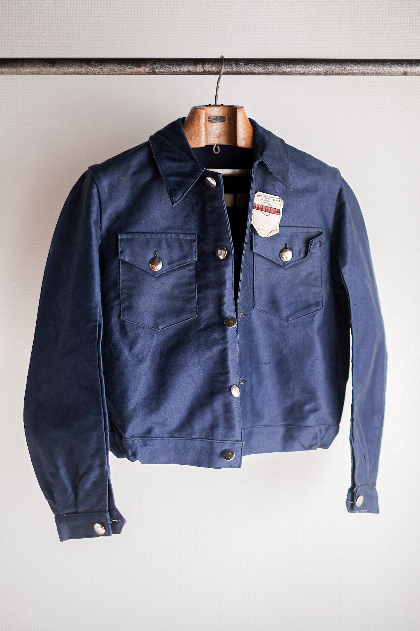 【~40's】French Vintage Blue Moleskin Cyclist Jacket "Dead Stock"