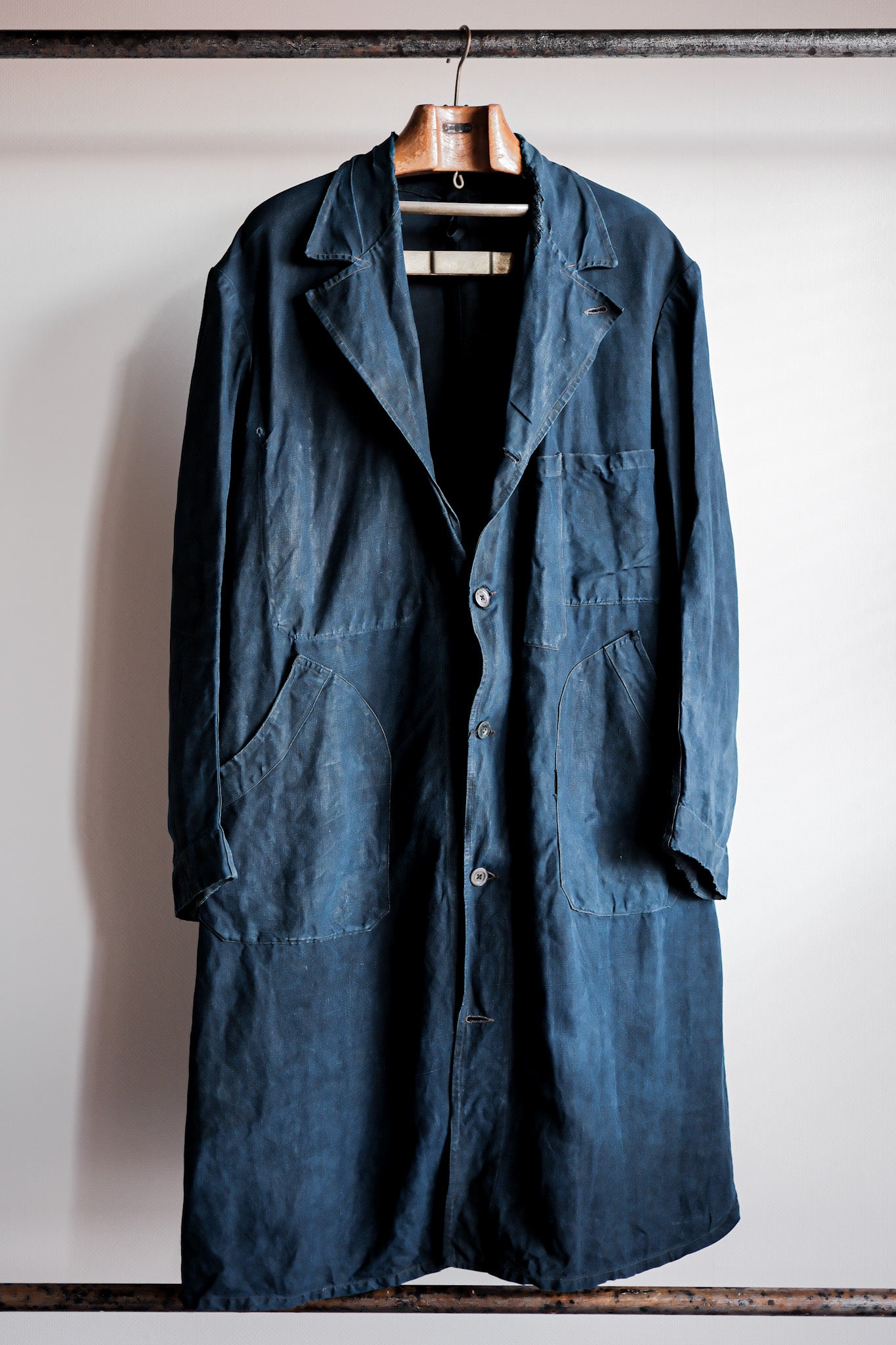 【Early 20th C】French Antique Indigo Linen Maquignon Coat