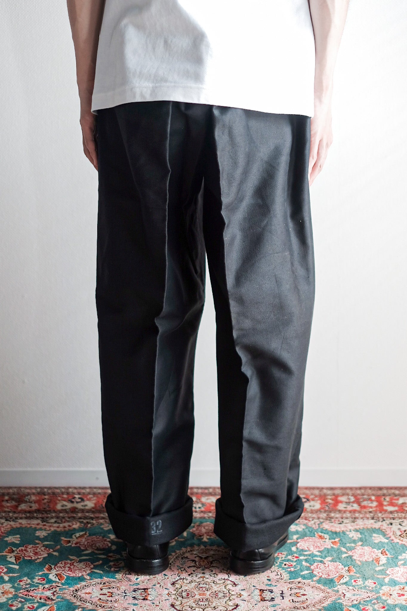 【~40's】French Vintage Black Moleskin Work Pants "Adolphe Lafont" "Dead Stock"