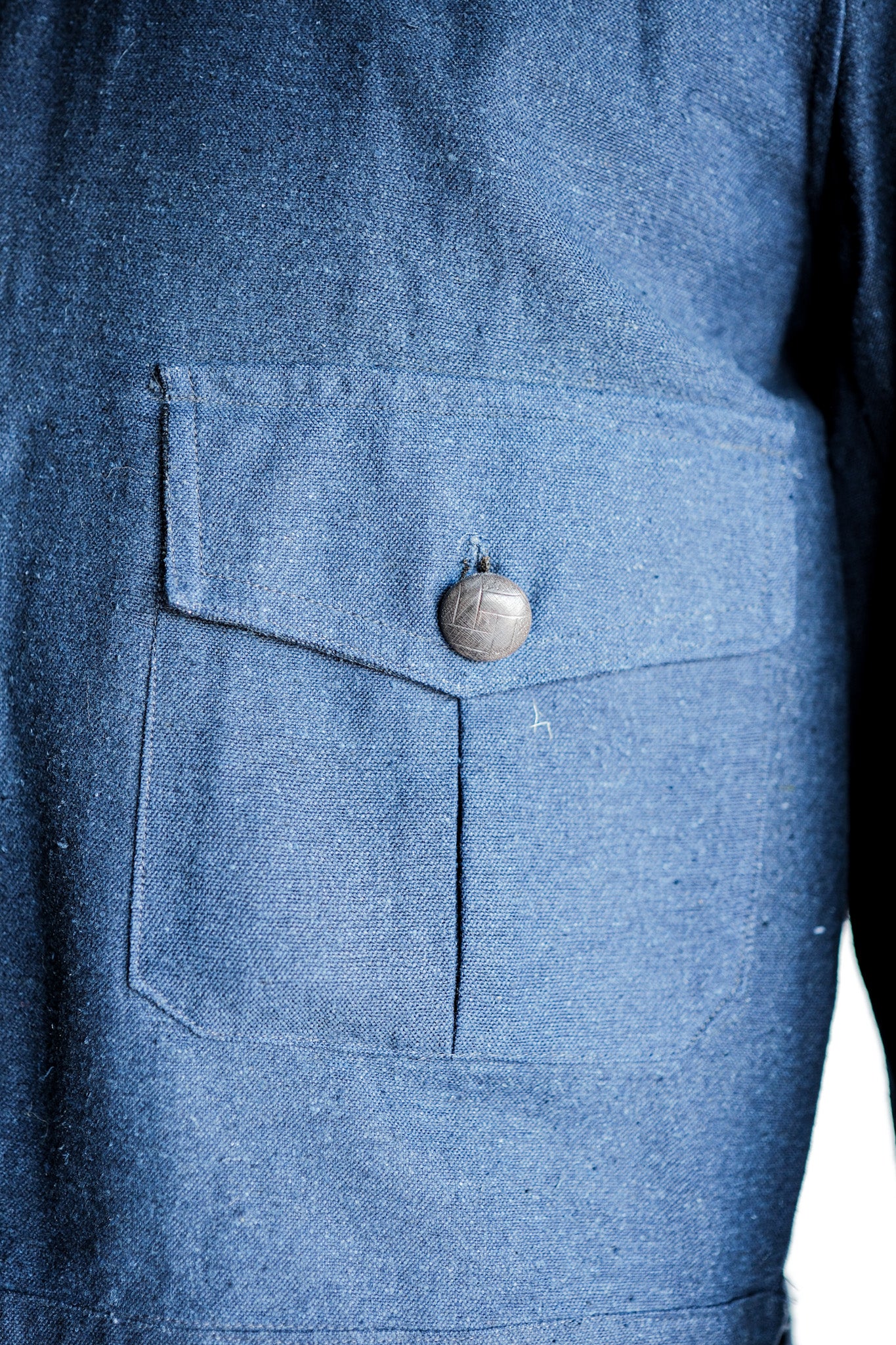 【~40’s】French Vintage Indigo Hemp Linen Cyclist Jacket