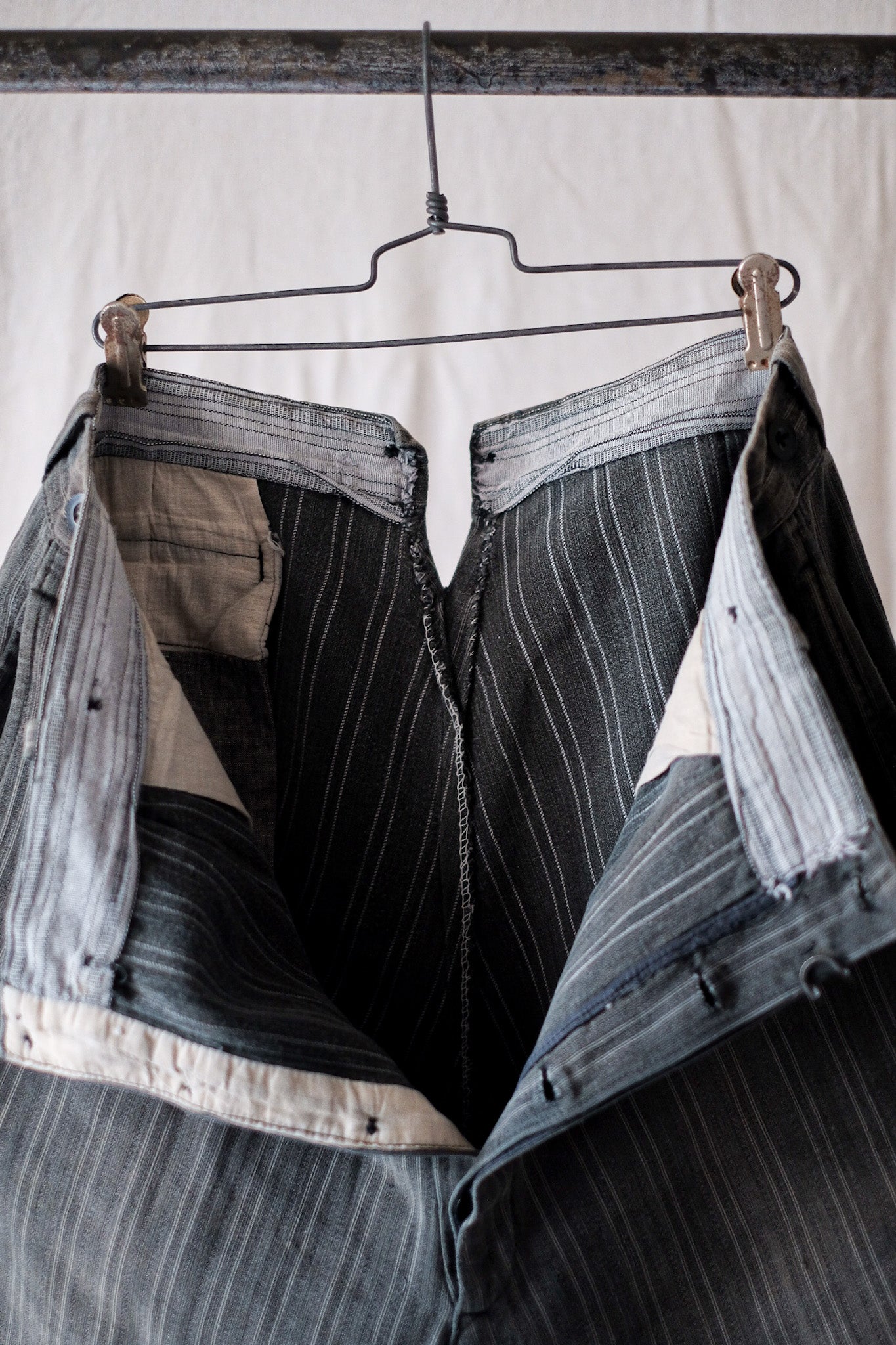 【~40's】French Vintage Cotton Striped Work Shorts