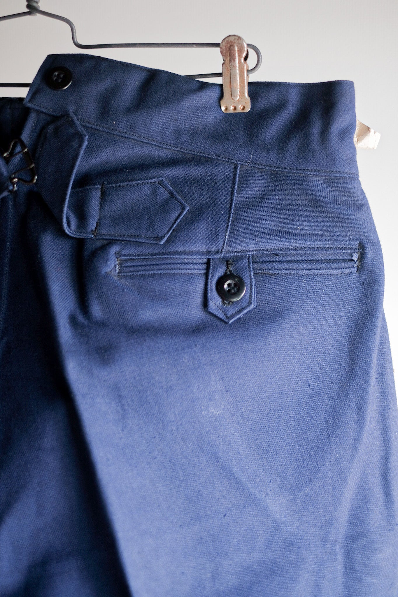 【~40's】French Vintage Blue Cotton Twill Work Pants "Dead Stock"