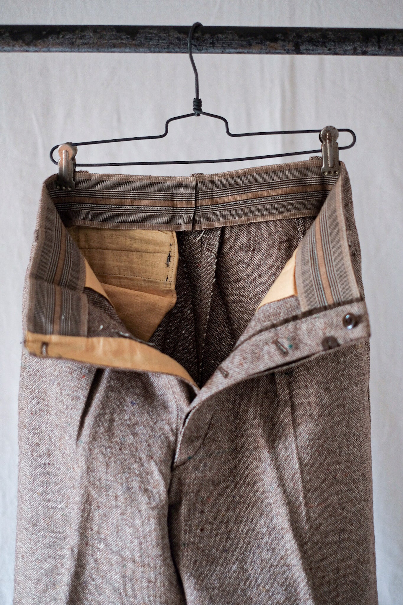 【~40's】French Vintage Brown Mix Wool Trousers "Dead Stock"