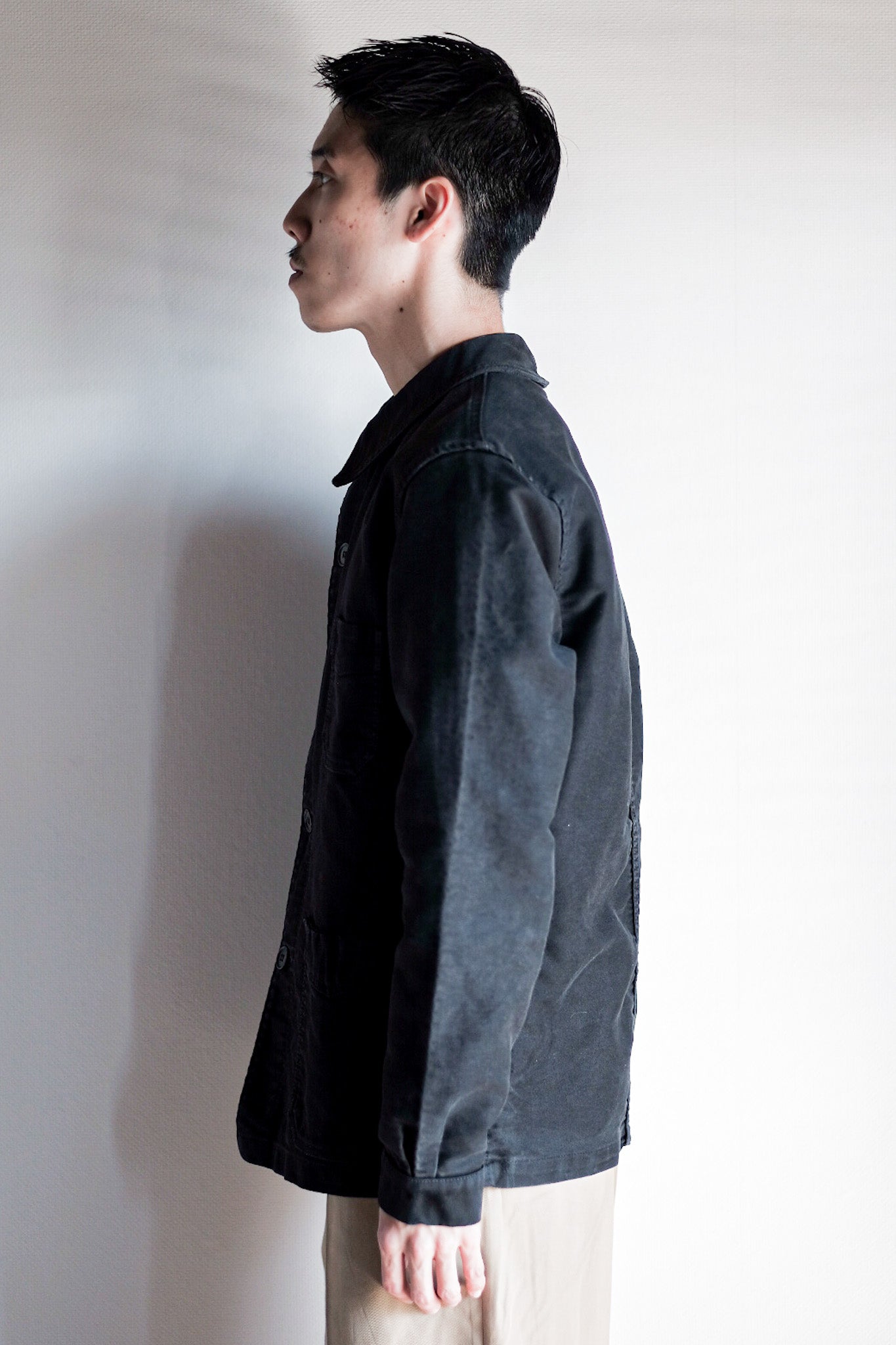 【~50's】French Vintage Black Moleskin Work Jacket