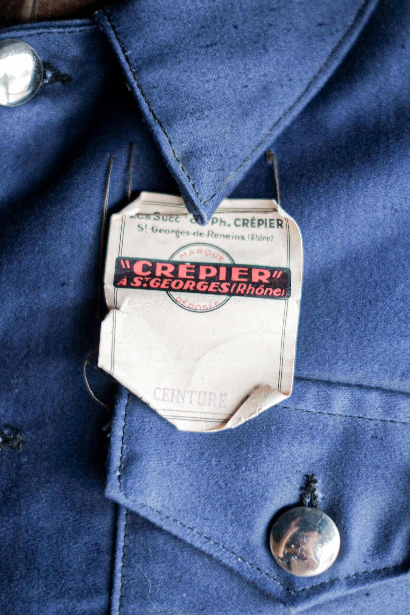 【~40's】French Vintage Blue Moleskin Cyclist Jacket "Dead Stock"