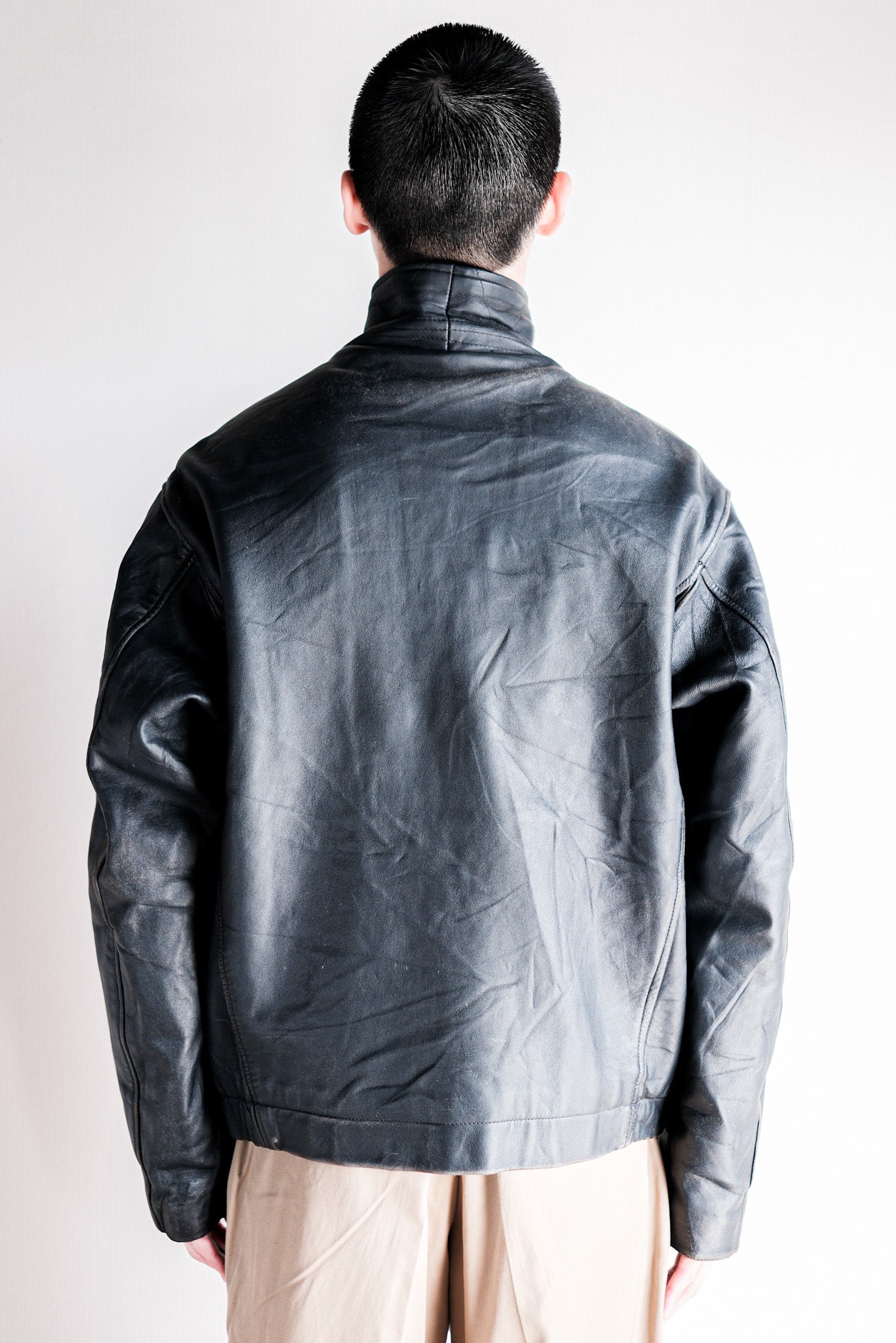 【~70's】French Air Force Pilot Leather Jacket Size.50