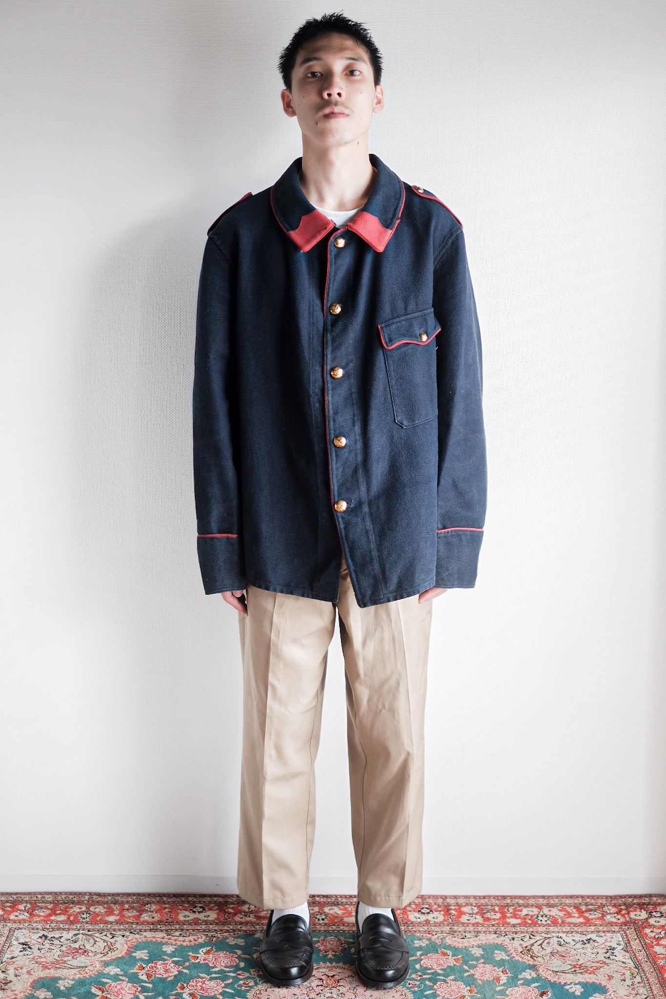 【~30's】French Vintage Indigo Cotton Twill Firefighter Jacket